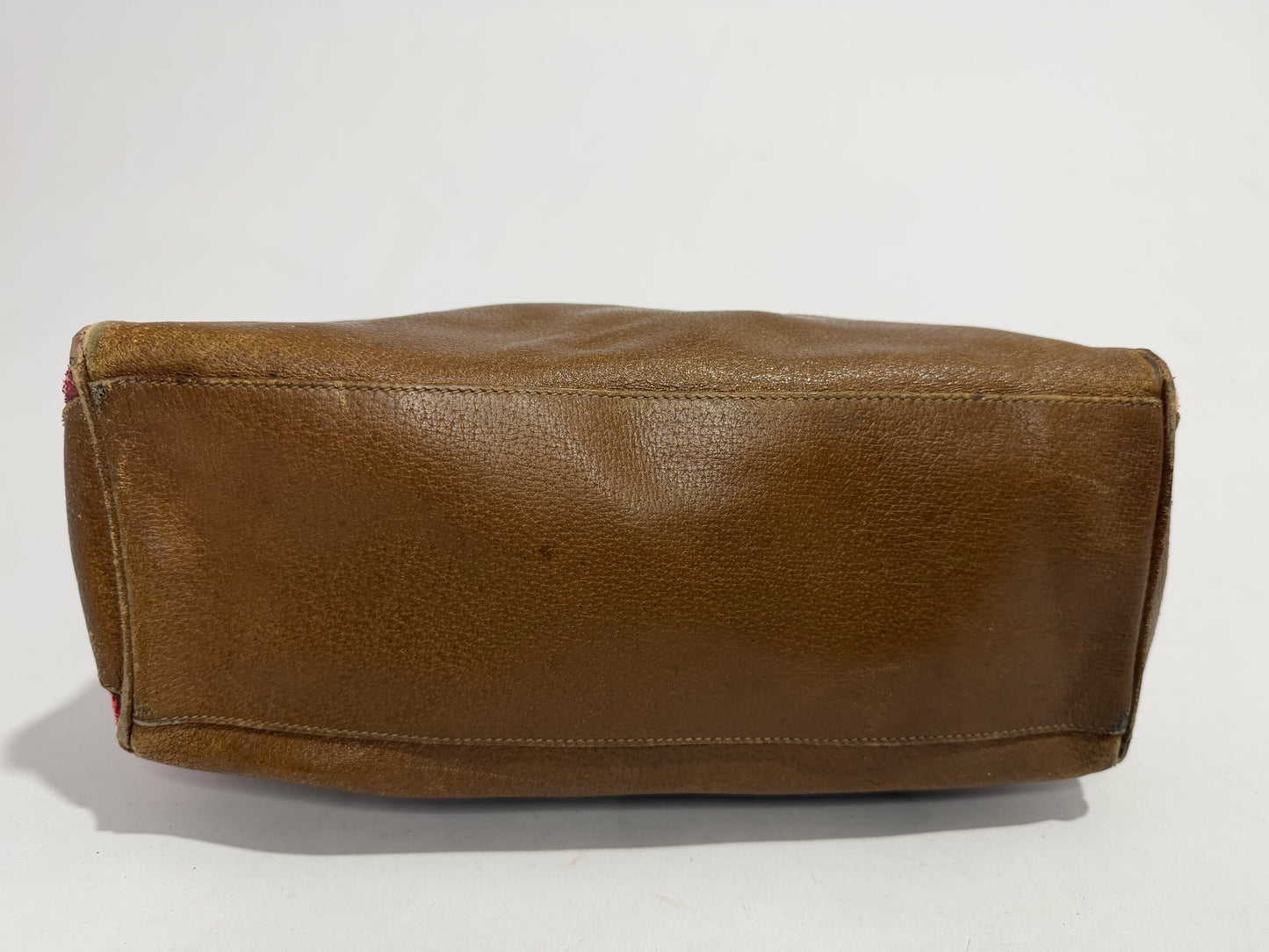 Vintage Gucci Brown Leather & Pink Textile Shoulder Bag