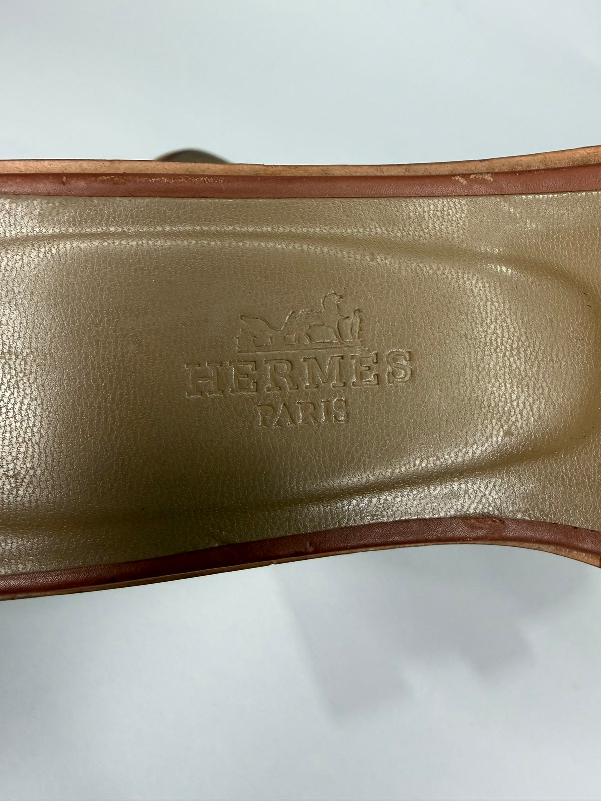 HERMES Brown Box Calfskin Oran Sandals 37 EU/ 7 US / 4 UK
