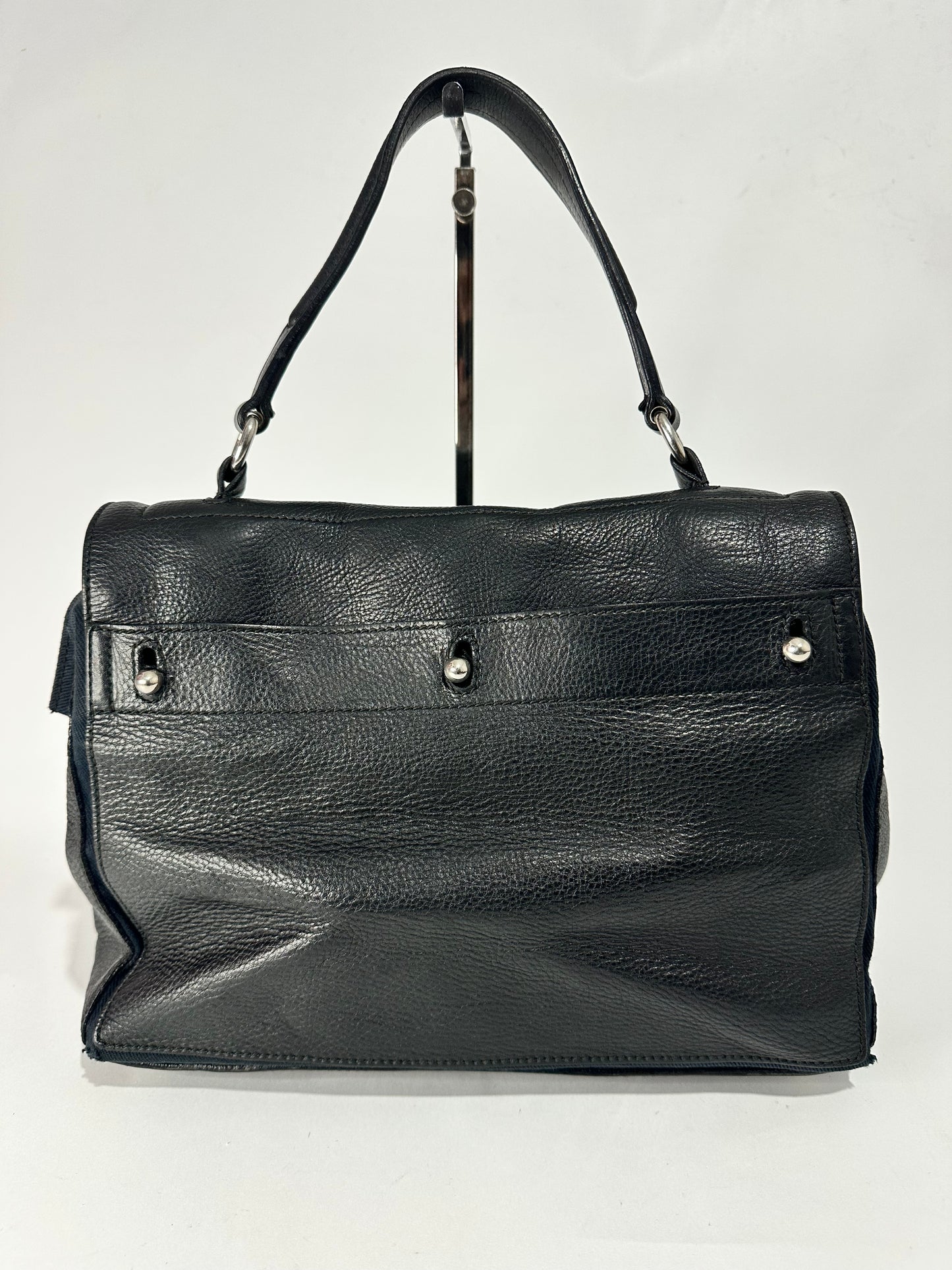 Yves Saint Laurent Black Leather Medium Muse Two Top Handle Bag