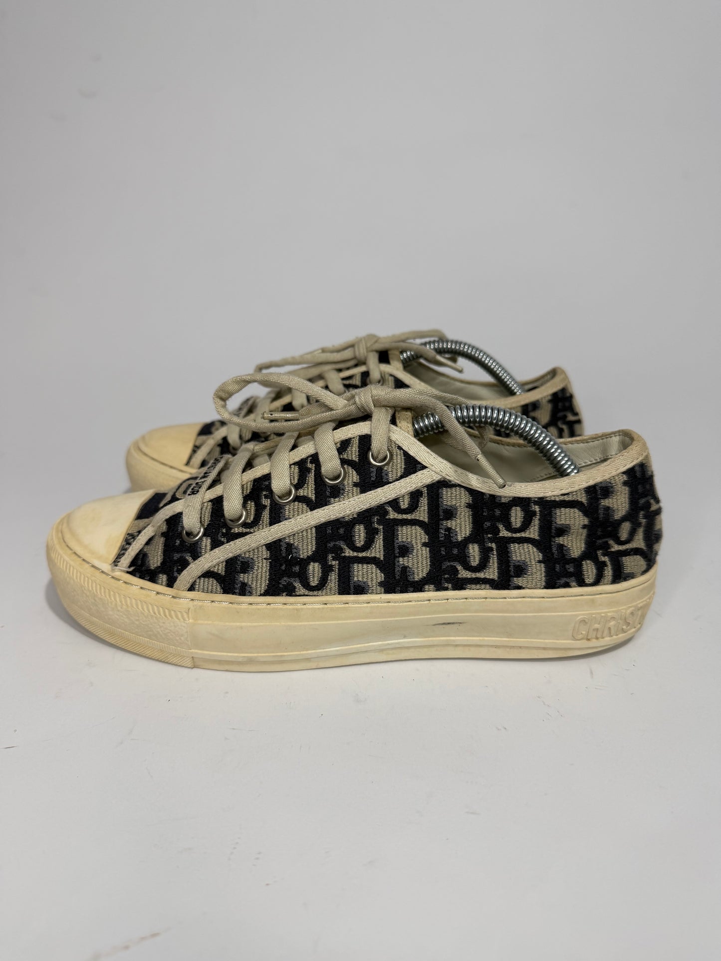 Dior Beige/Deep Blue Oblique Canvas Walk'n'Dior Low Top Sneakers Size 37 EU/ 7 US/ 4 UK