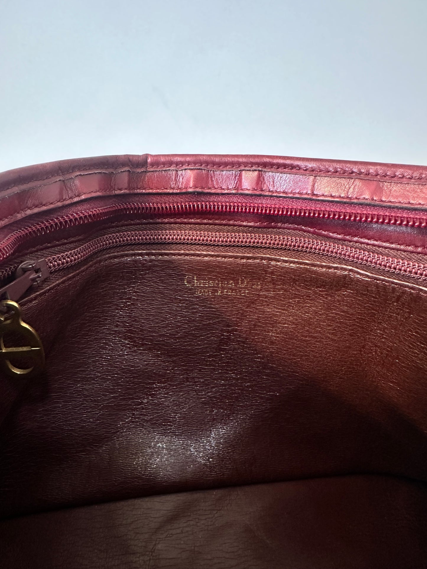 Christian Dior Vintage Burgundy Suede/ Leather Shoulder Bag Red