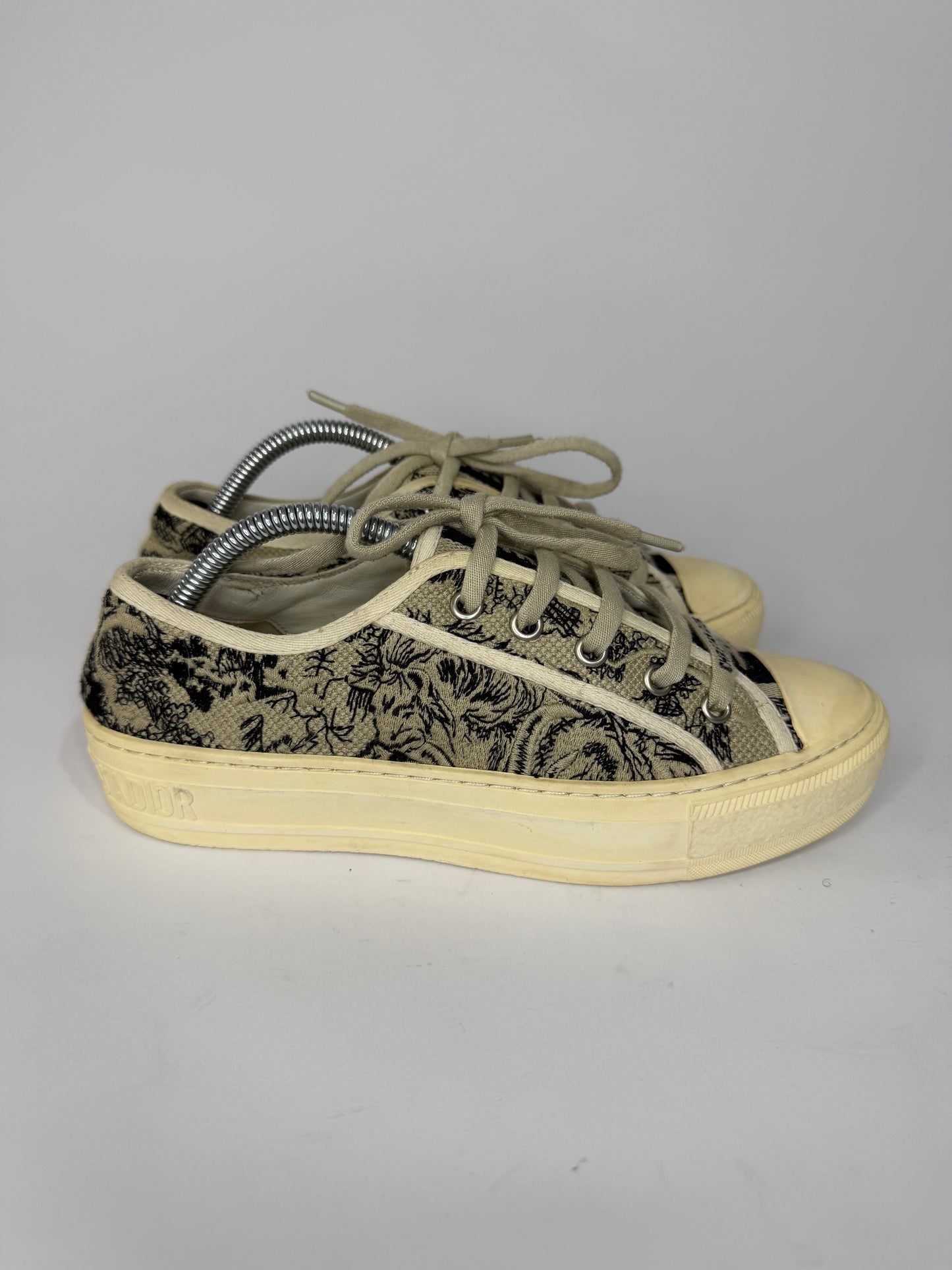 Dior Walk'n'Dior Navy Black/Beige Jacquard Low Top Sneakers Size 36 EU/ 6 US