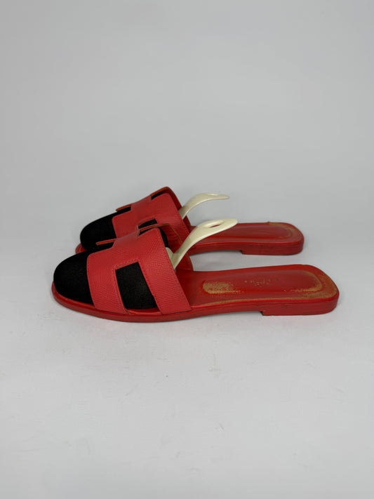 HERMES Oran Box Calfskin Oran Sandals 38 EU/ 8 US / 5 UK