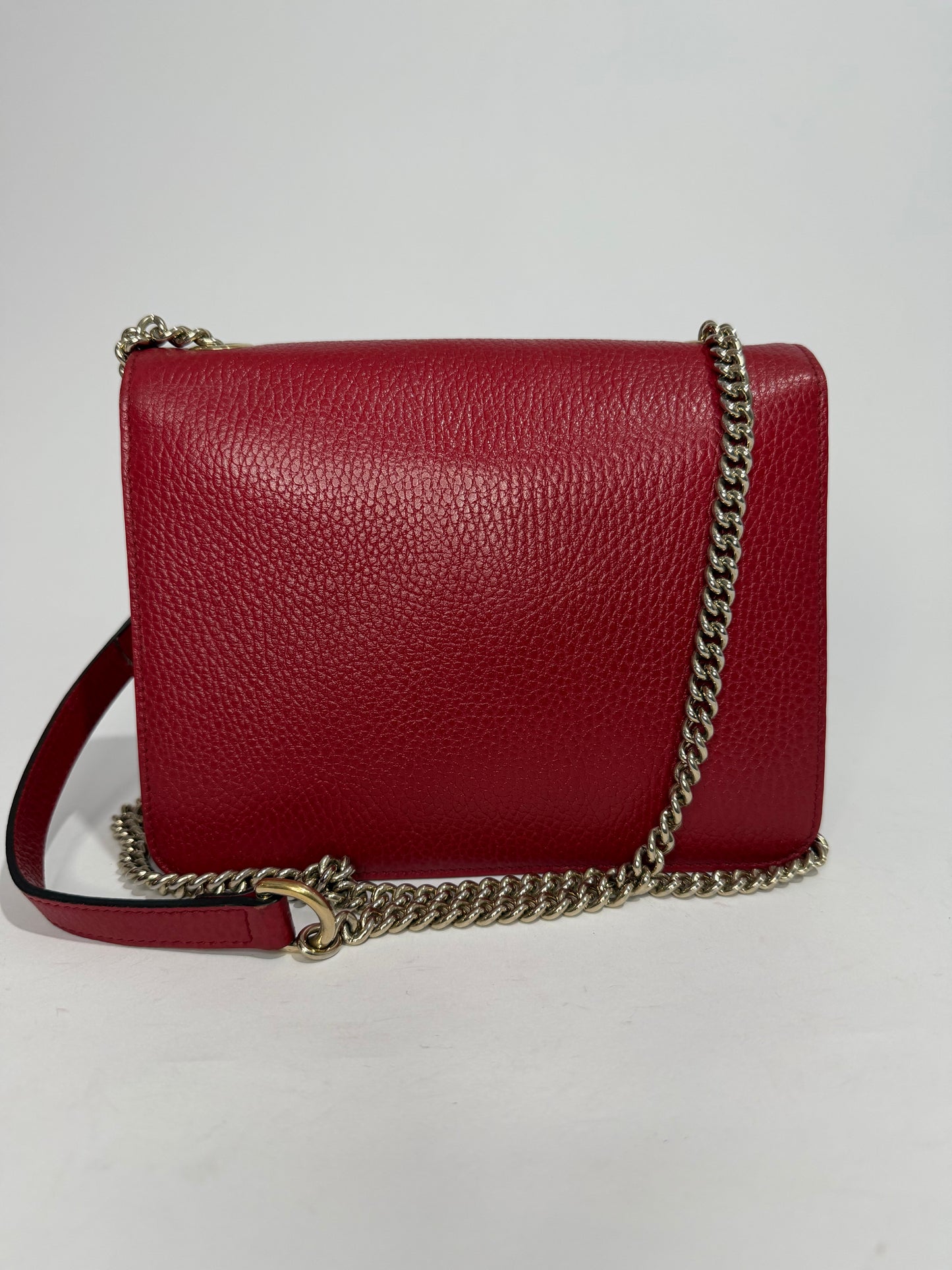 Gucci Red Leather Interlocking G Chain Shoulder Bag