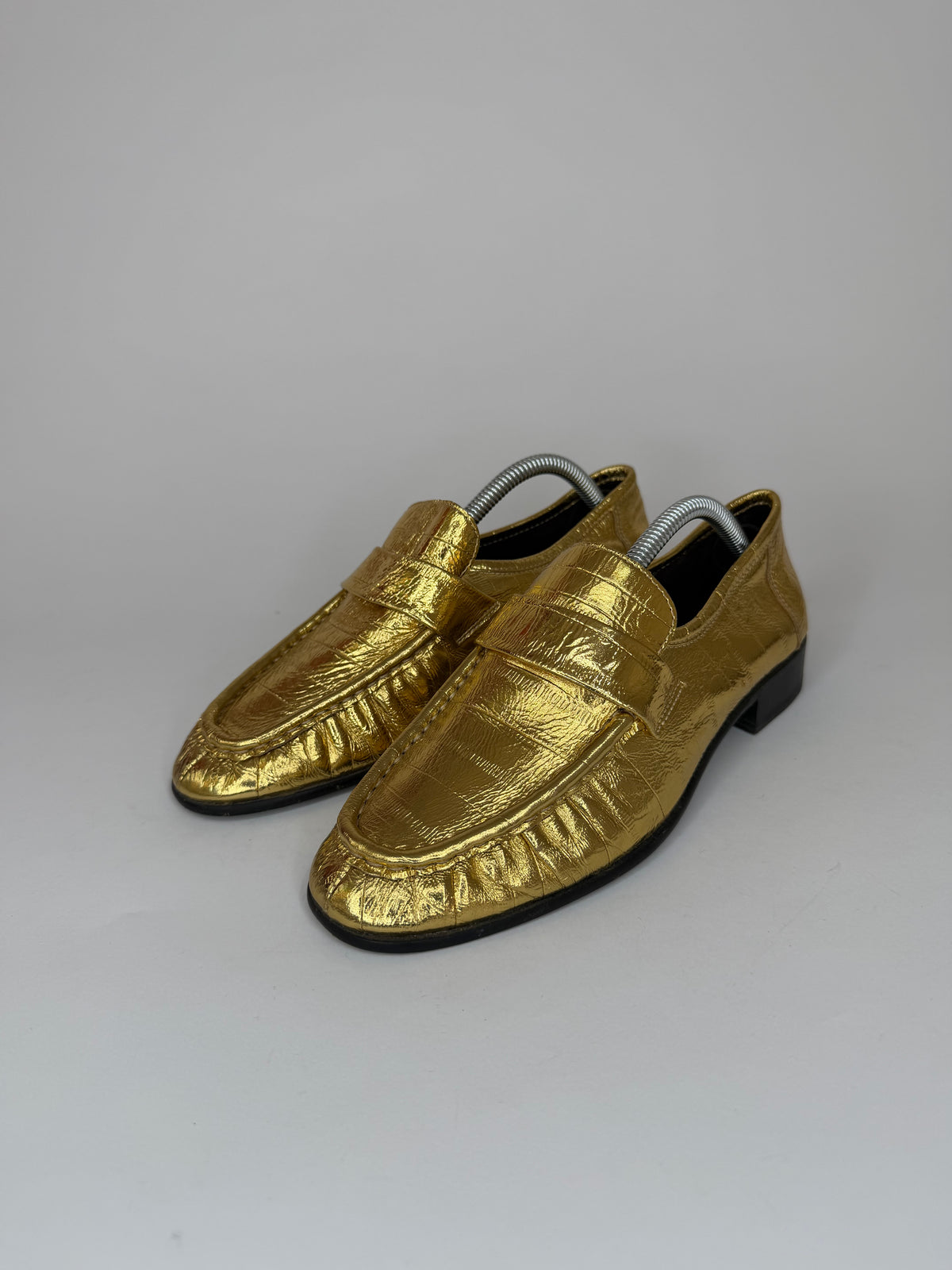 The Row Gold
Eel Skin Loafers 
Women's Size 36 EU/6 US / 3 UK