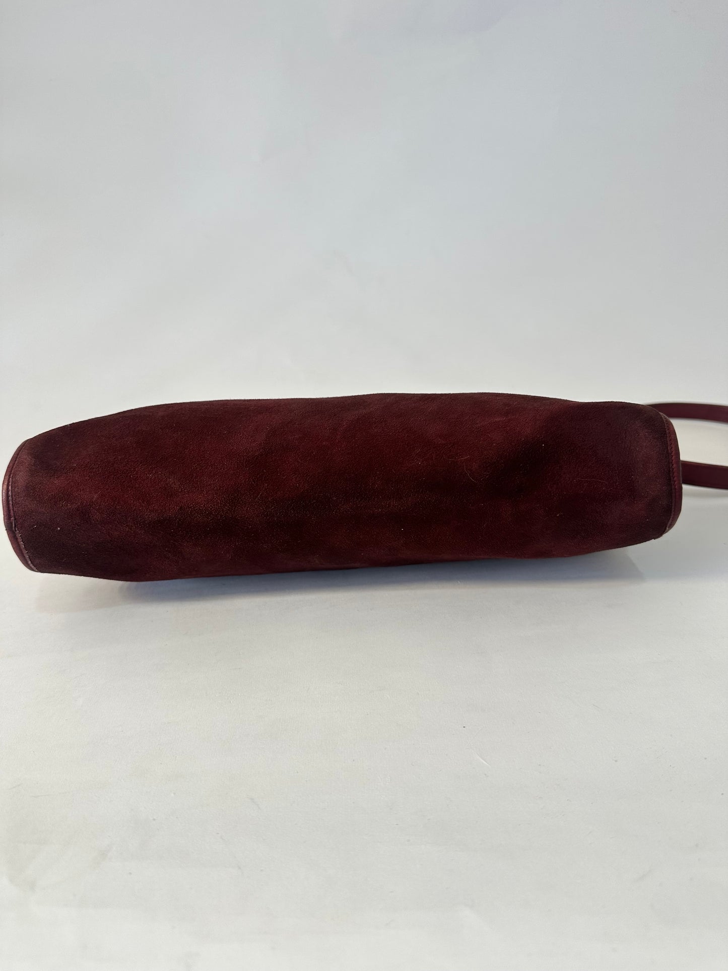 Christian Dior Vintage Burgundy Suede/ Leather Shoulder Bag Red