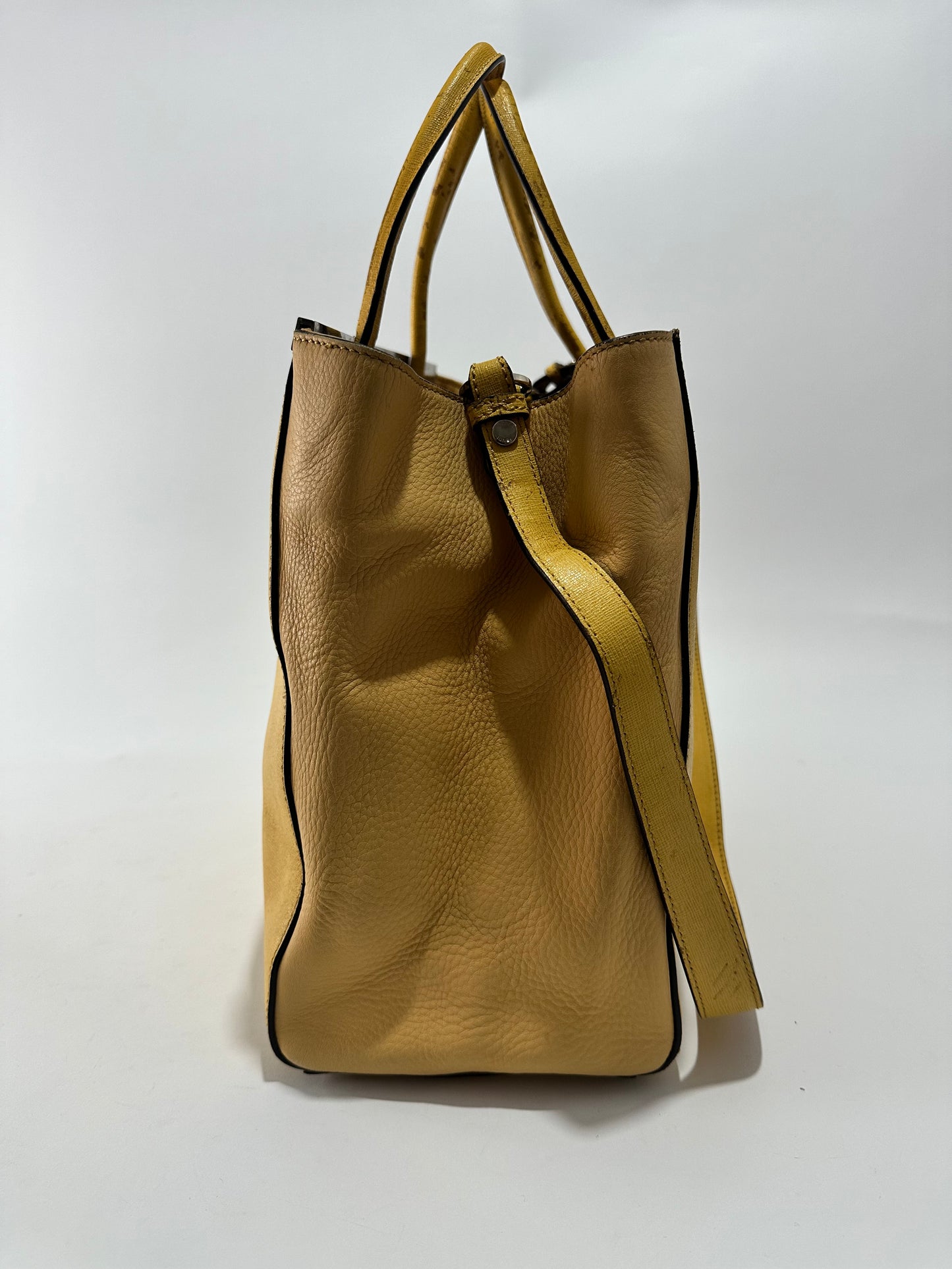 Fendi Yellow Leather Medium 2jours Tote