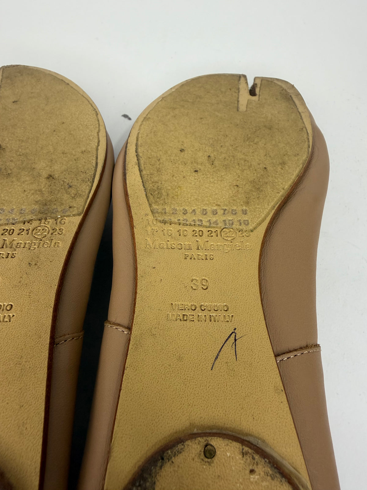 Maison Margiela Tabi Ballet Flats Brown Leather Split-Toe EU 39