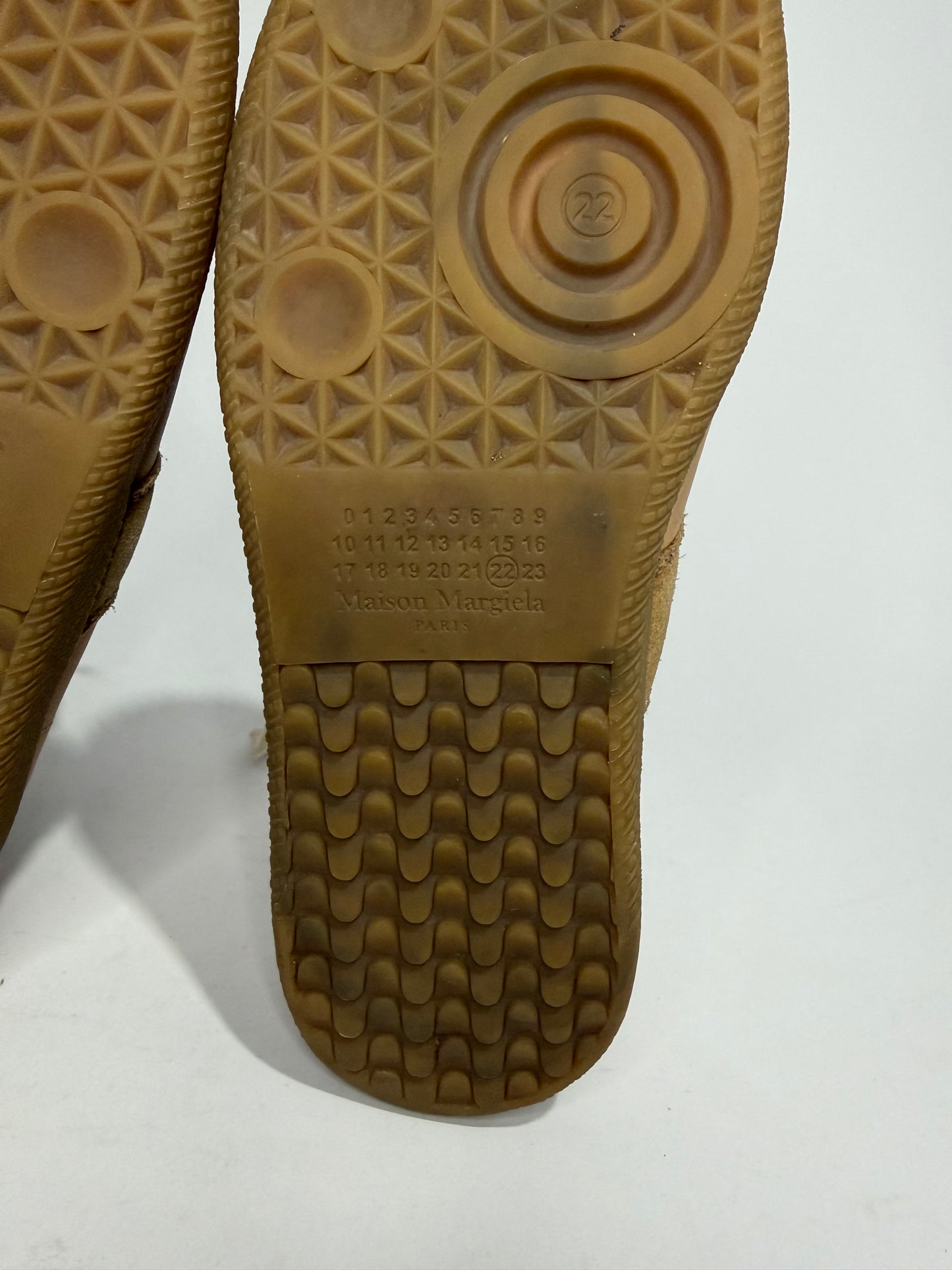 Maison Martin Margiela Beige TanLeather and Suede Replica Lace Up Sneakers Size 36.5 EU/6.5 US