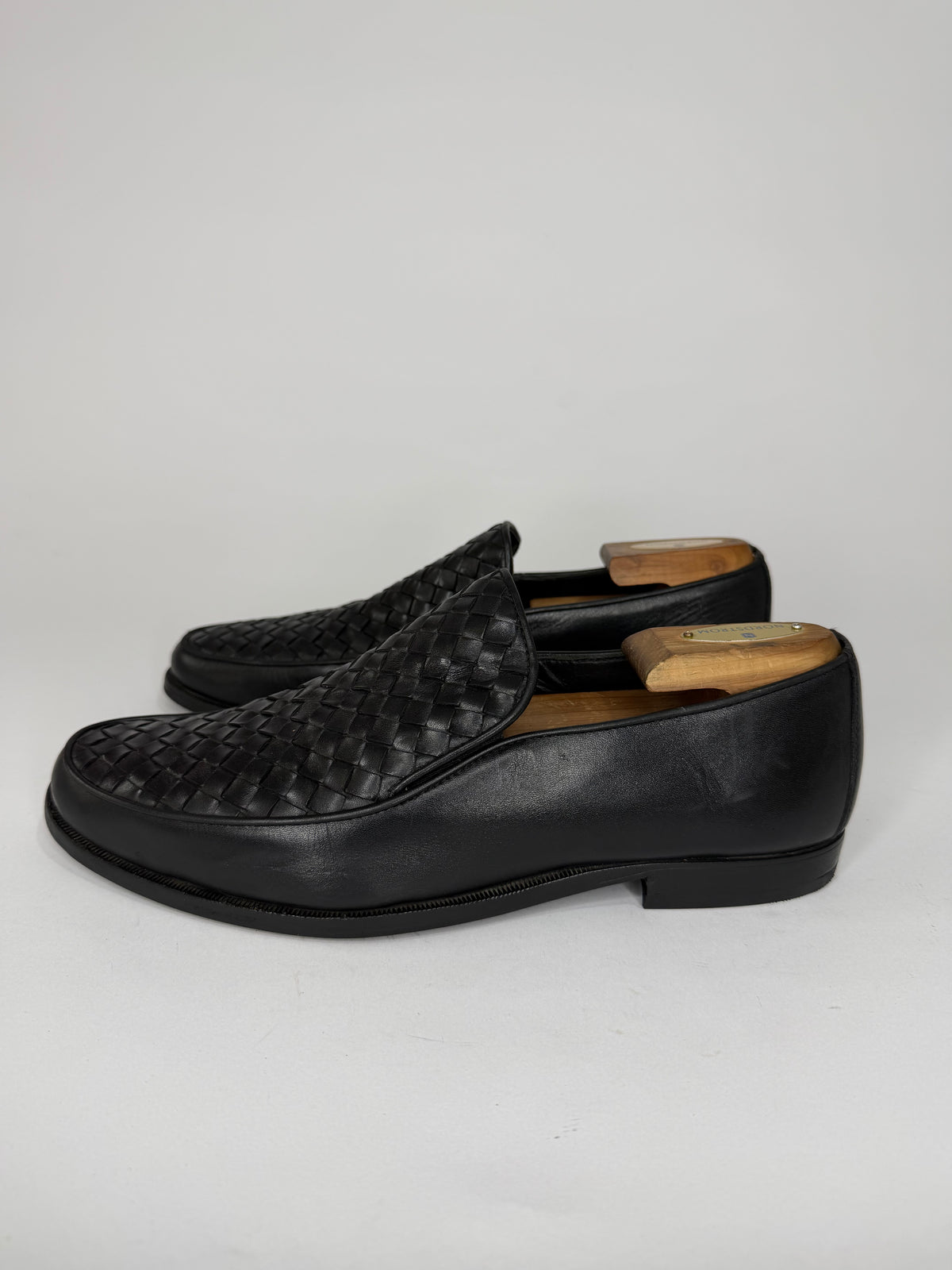 Bottega Veneta Black Intrecciato Leather Slip On Loafers Size 42 EU/ 8 UK/ 9 US