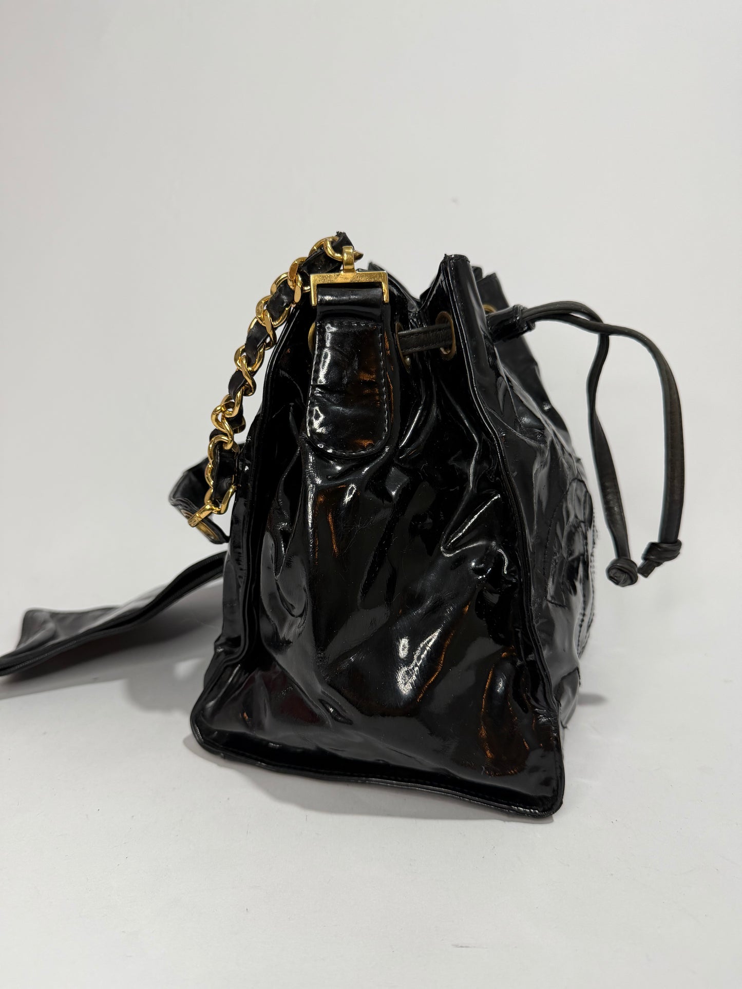 Vintage Chanel CC Patent Bucket Bag