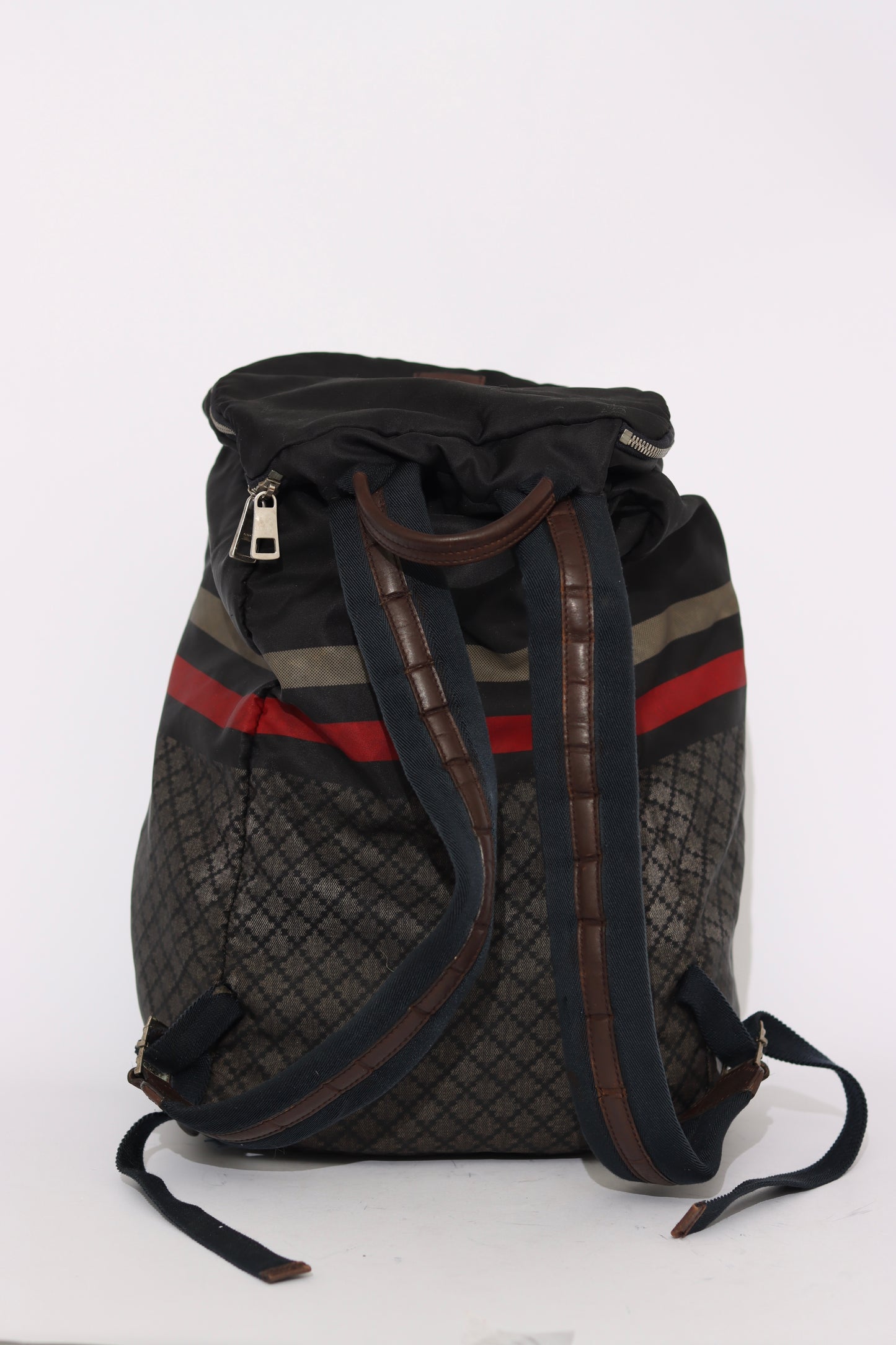 GUCCI
Blue Diamente Nylon Stripe Backpack Bag