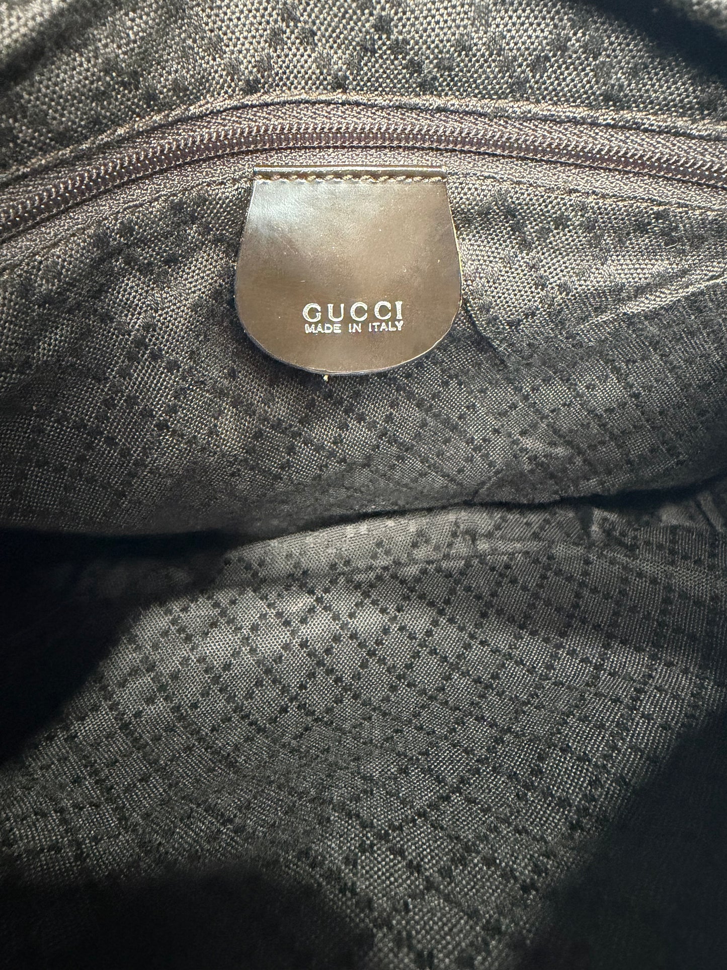 Gucci Brown Nylon and Leather Bamboo Shoulder Bag