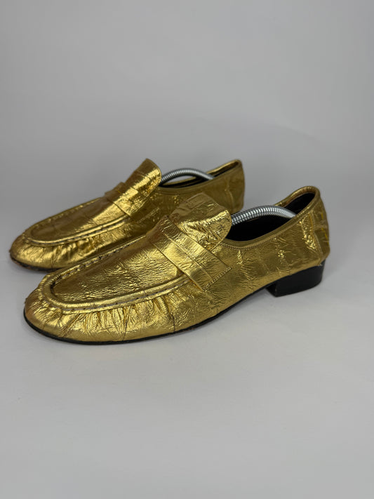 The Row Gold
Eel Skin Loafers 
Women's Size 39 EU/9 US / 6 UK