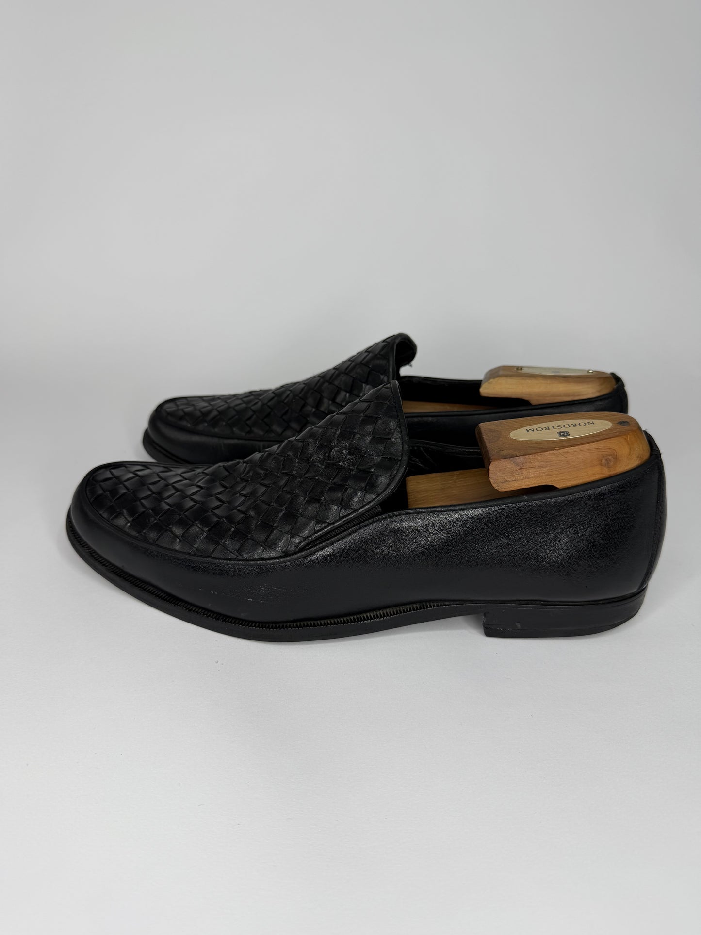 Bottega Veneta Black Intrecciato Leather Slip On Loafers Size 42 EU/ 8 UK/ 9 US