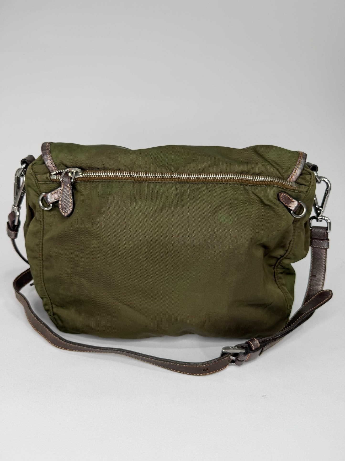 PRADA
Beige Nylon And Leather Medium Messenger Bag