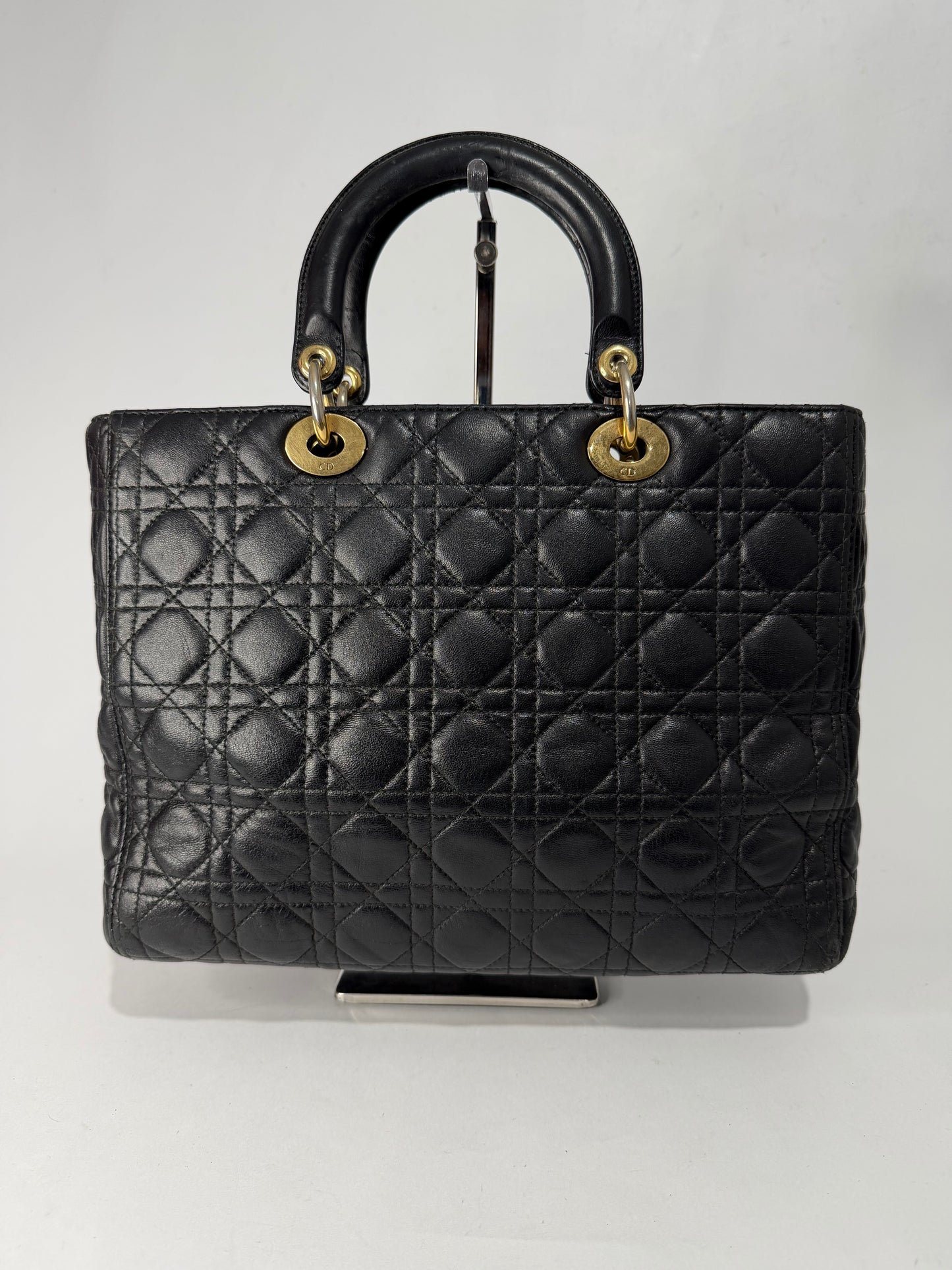 Dior Black Large Lambskin Cannage Lady Dior