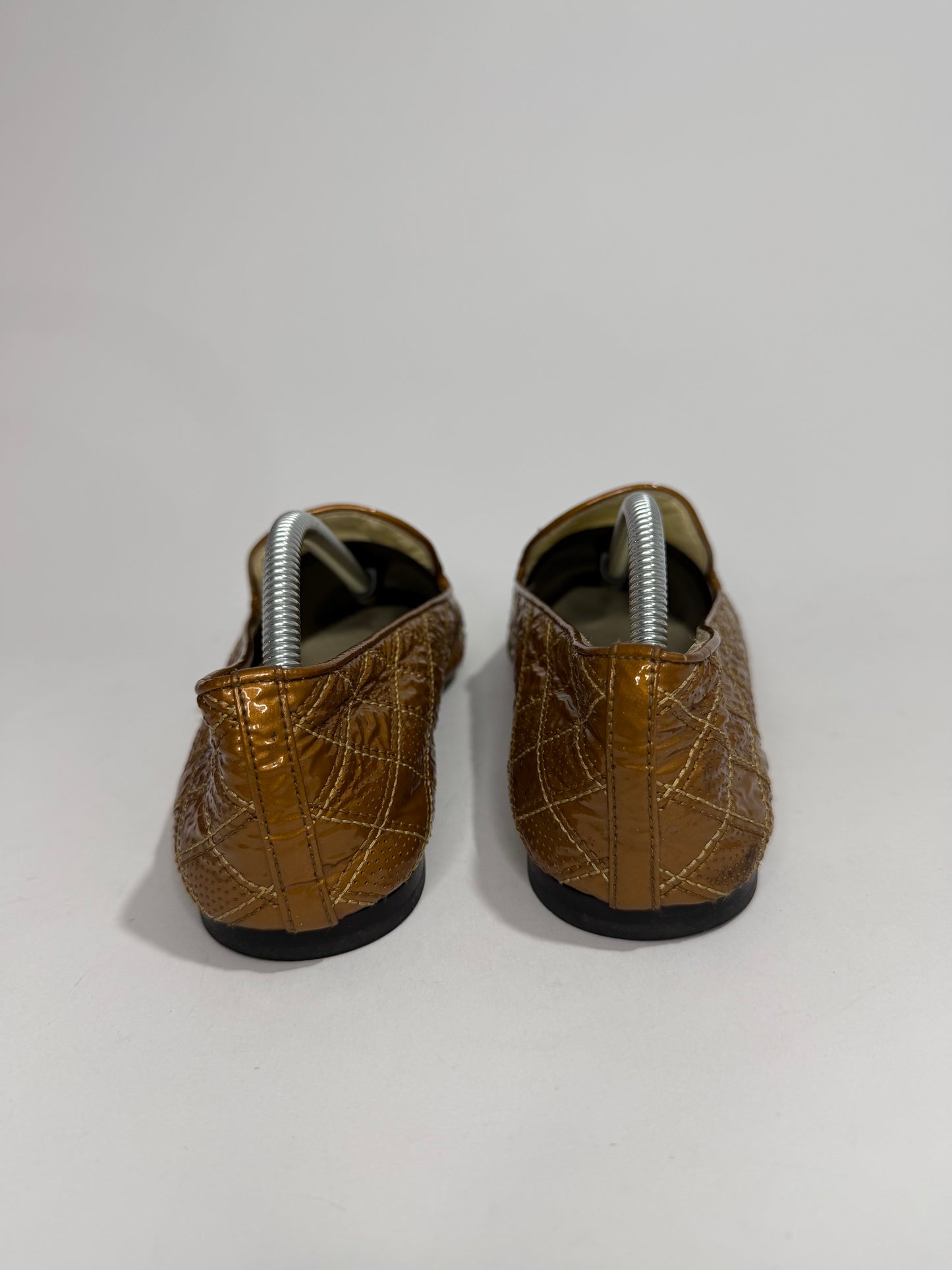 CHANEL Tan Quilted Leather Driver Loafers Size 37.5 EU/7.5 US/ 4.5 UK