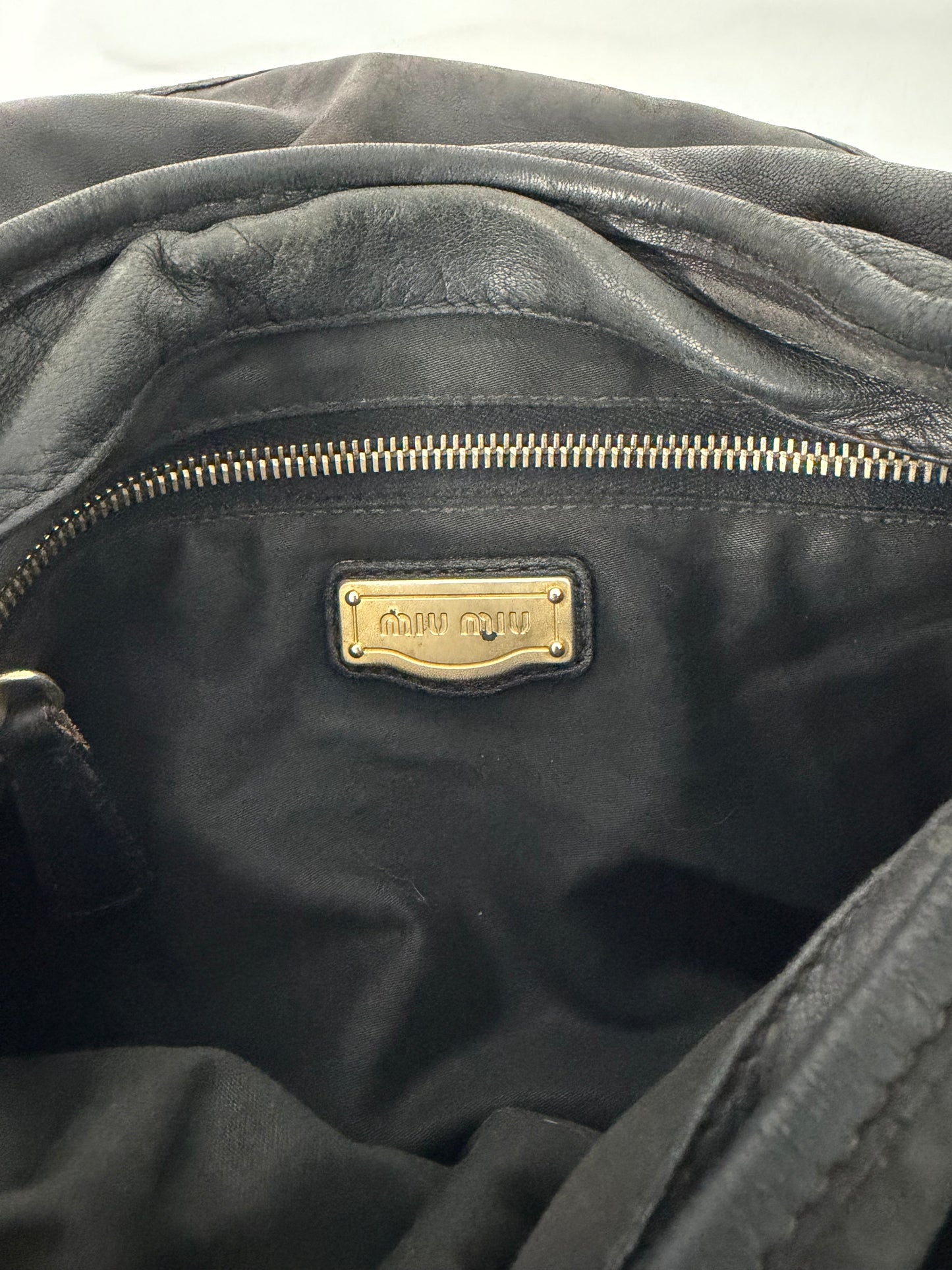 Miu Miu Black Coffer Matelasse Leather Hobo