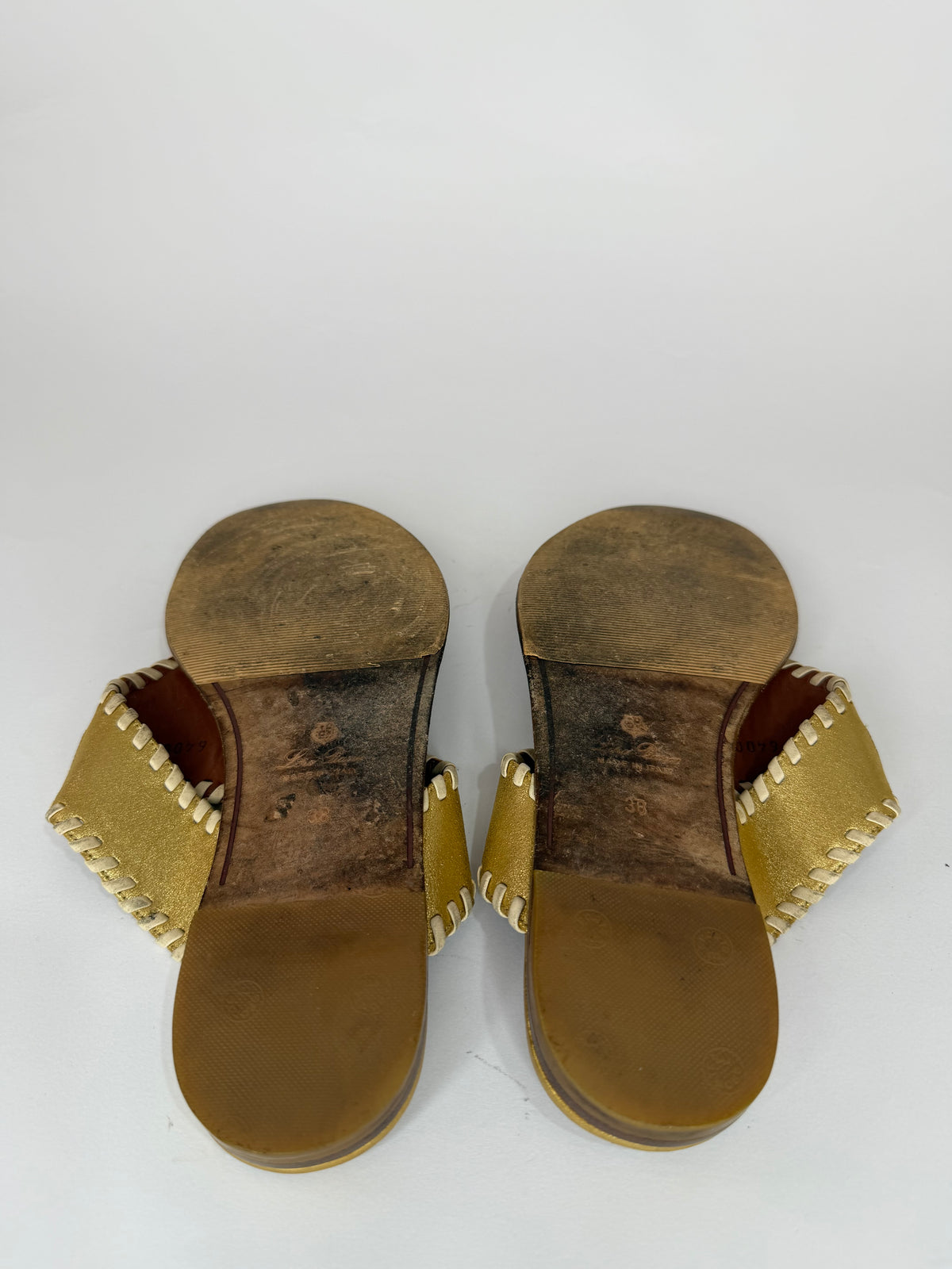 Loro Piana Jovis metallic leather thong sandals Size 38 EU/ 8 US/ 5 UK