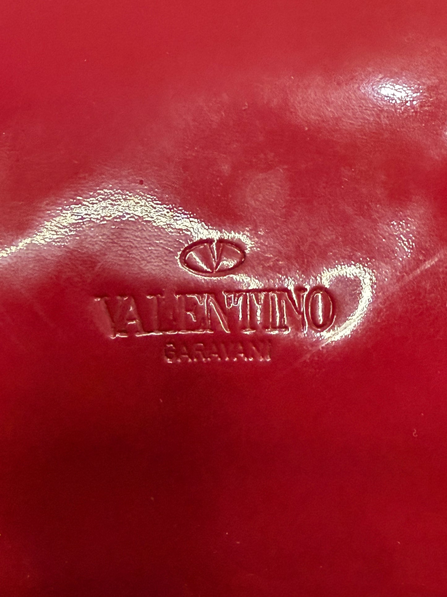 Valentino Red Patent Leather Small Rockstud Shopper Tote Bag