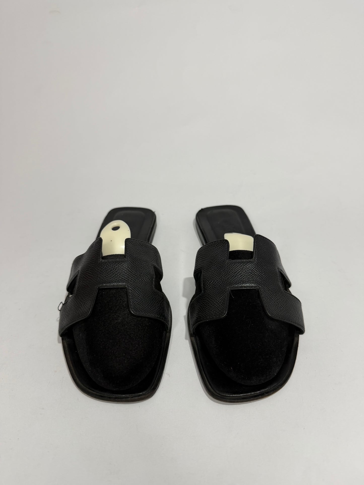 HERMES Black Epsom Oran Sandals Size 42 EU/12 US / 8 UK