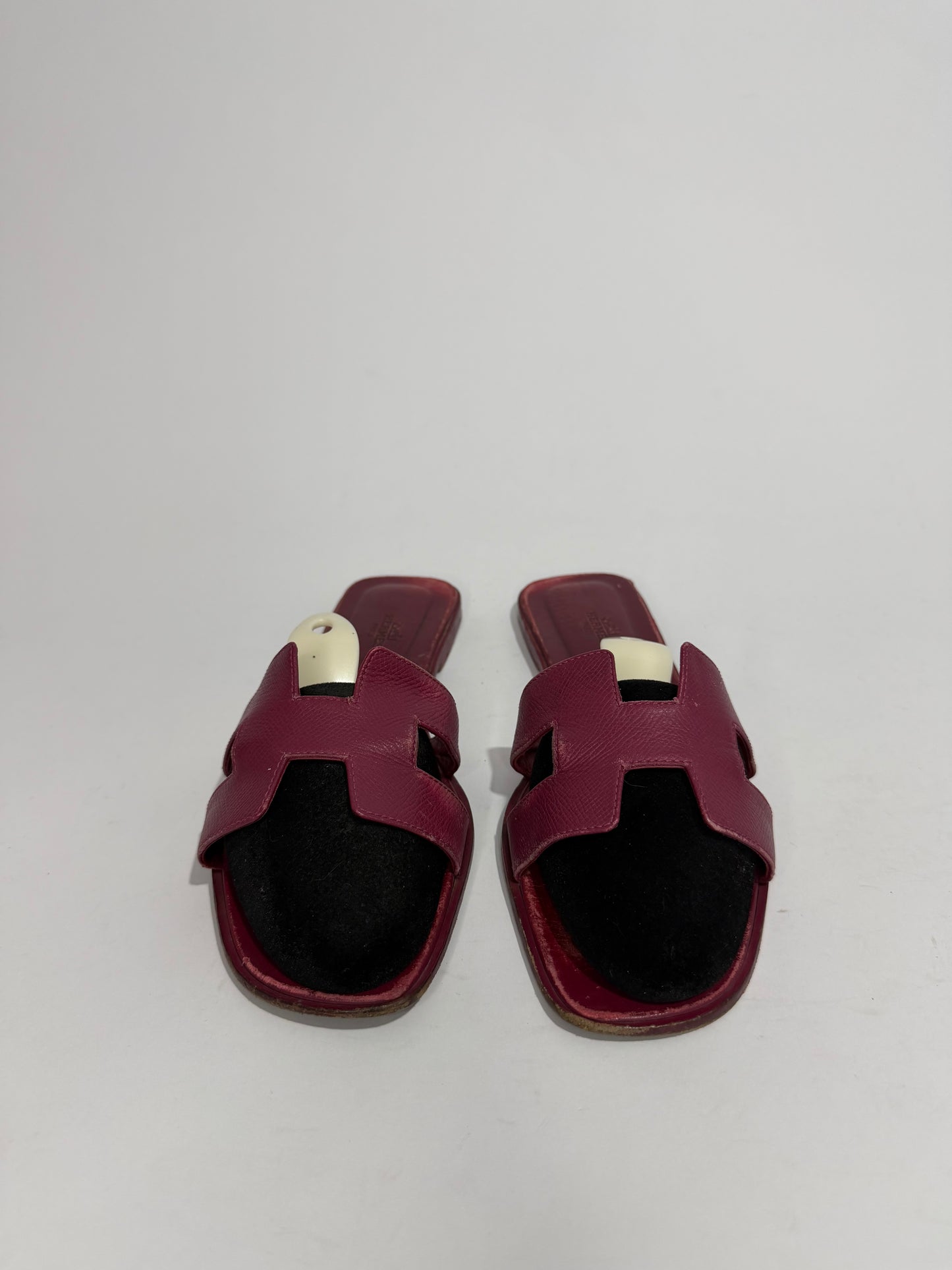 HERMES Pink Epsom Oran Sandals Size 41.5 EU/11.5US / 8.5UK