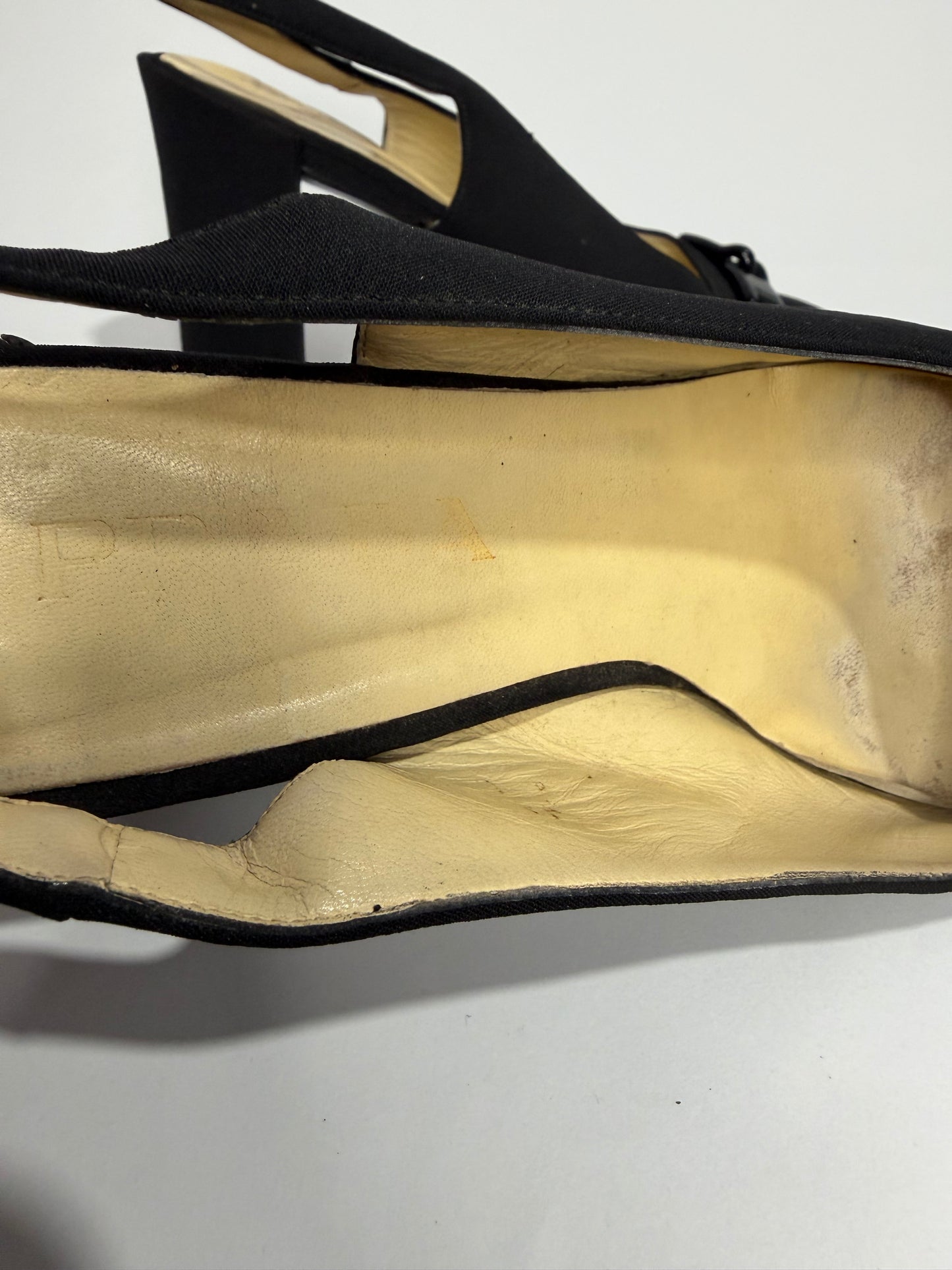Prada Black Slingback Block Heel Pumps Size 40 Made in Italy