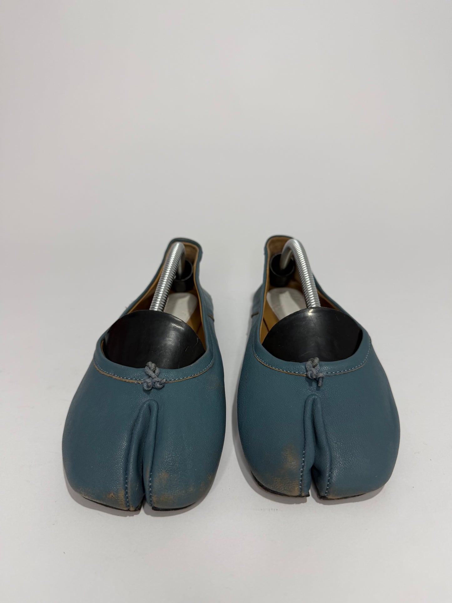 Maison Margiela Tabi Ballet Flats Blue Leather Split-Toe EU 37
