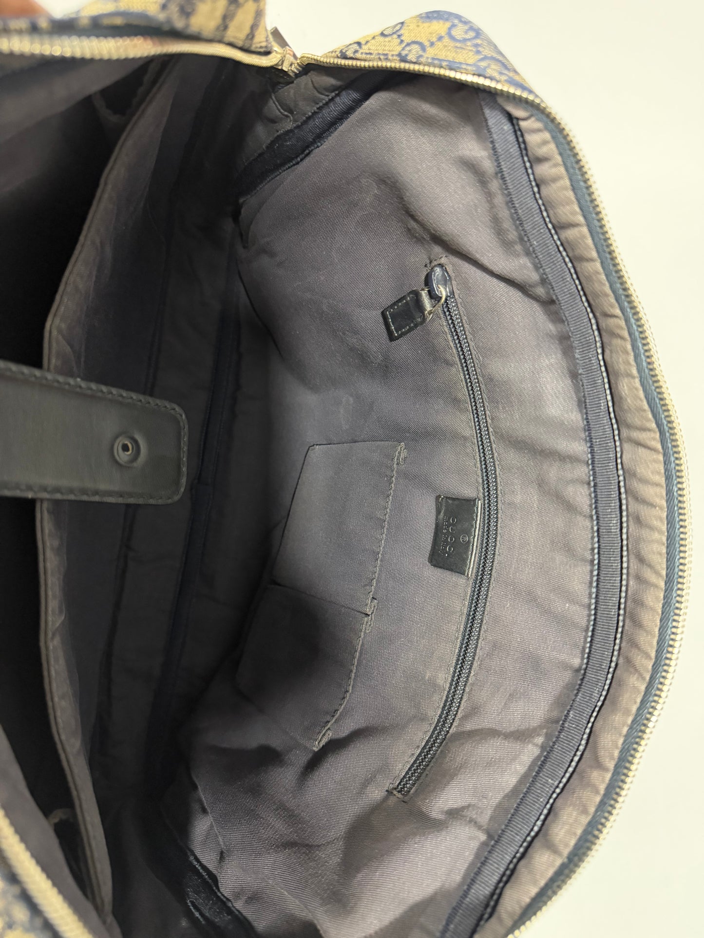 Gucci Beige/Navy GG Monogram Web Canvas and Leather Briefcase