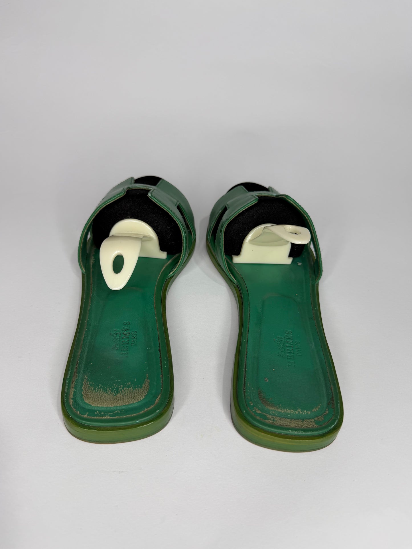 HERMES Green Box Calfskin Oran Sandals 40 EU/ 10 US / 7 UK
