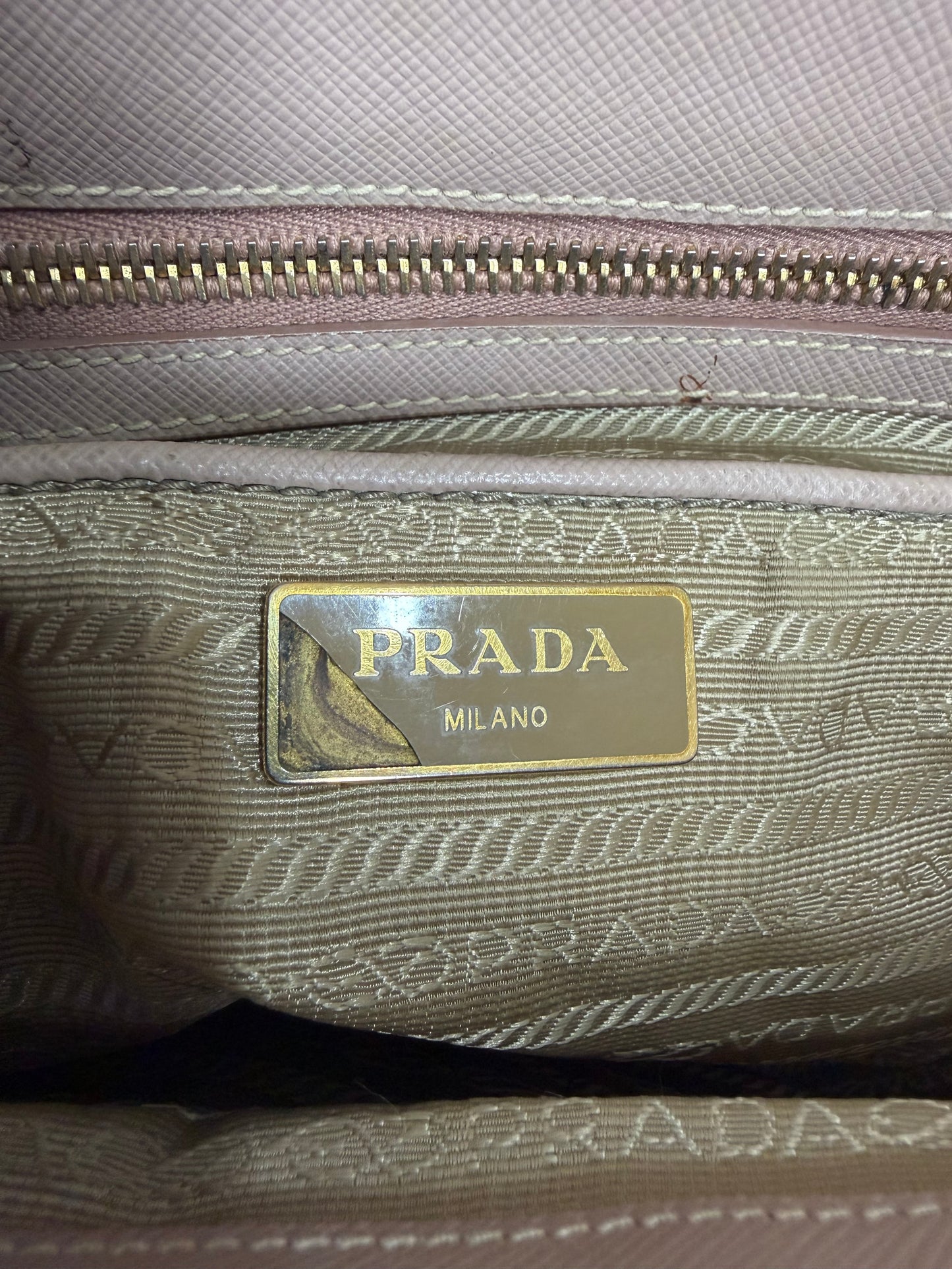 Prada Pink Saffiano Lux Leather Large Galleria Double Zip Tote