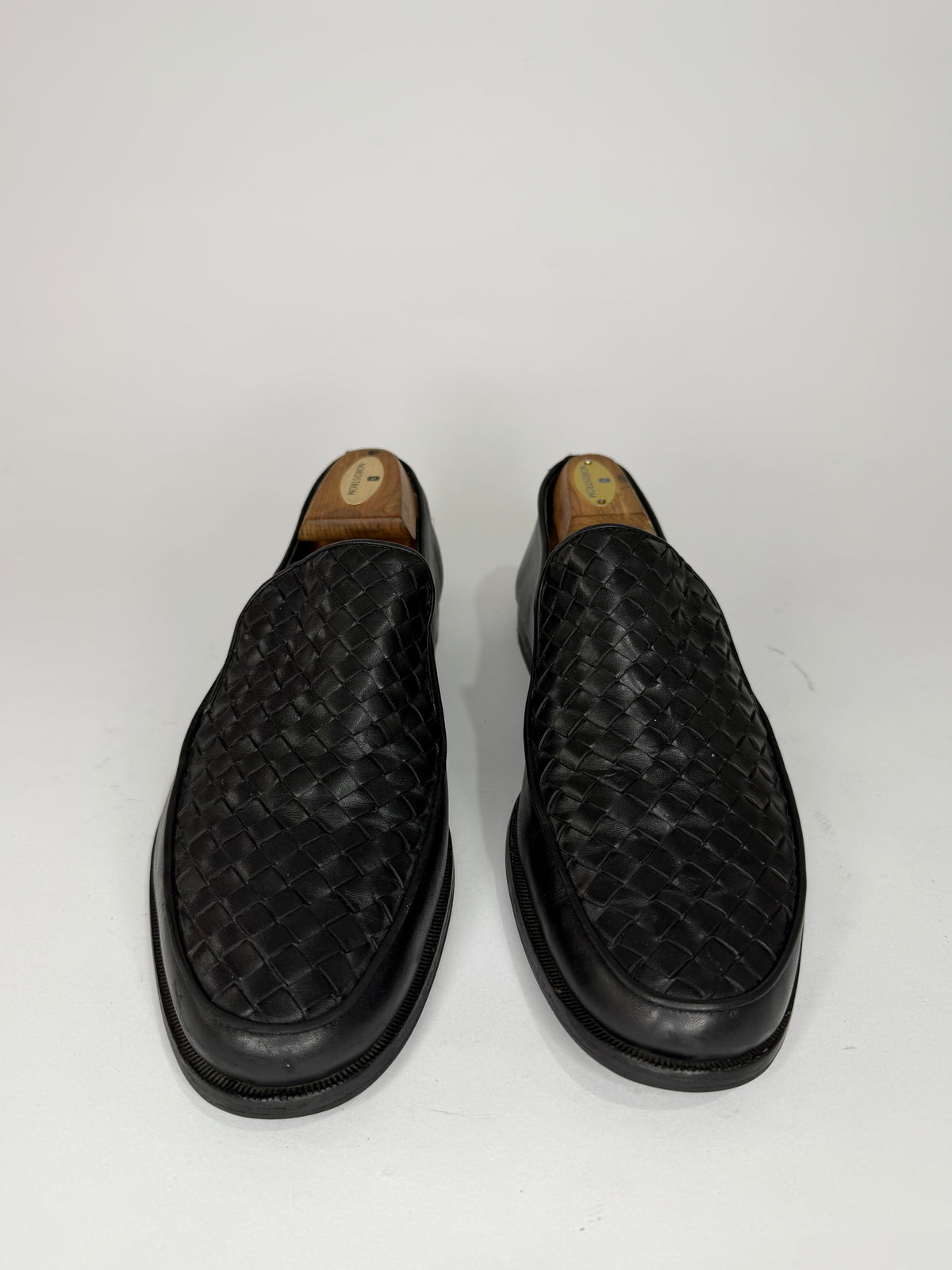 Bottega Veneta Black Intrecciato Leather Slip On Loafers Size 42 EU/ 8 UK/ 9 US