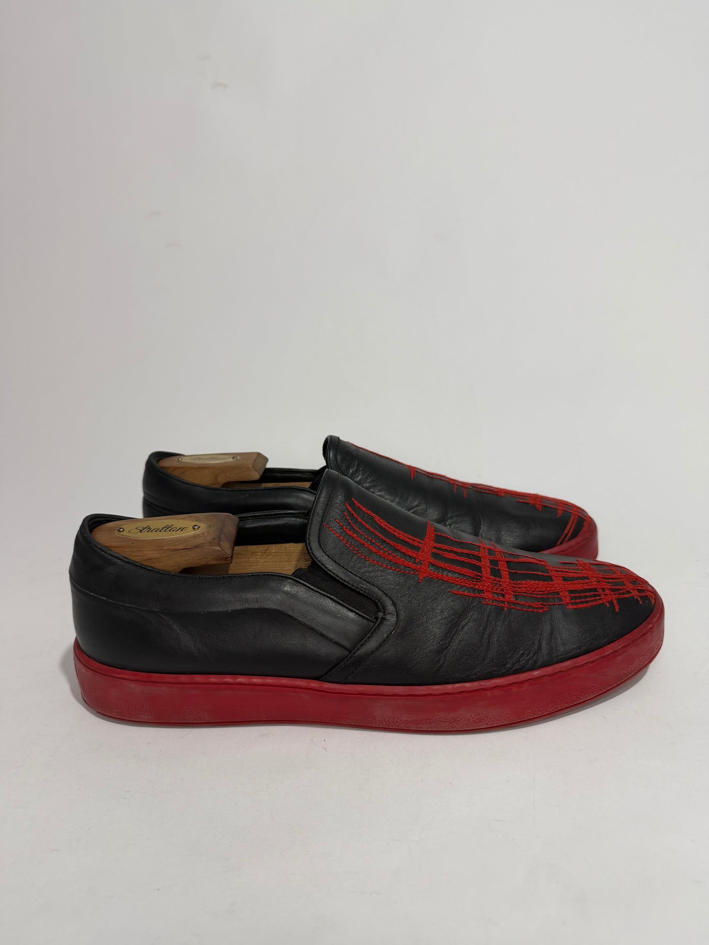Dior Homme “Scream” Leather Slip-On Sneakers Black/Red – Men’s EU 45/ 11 UK/ 12 US
