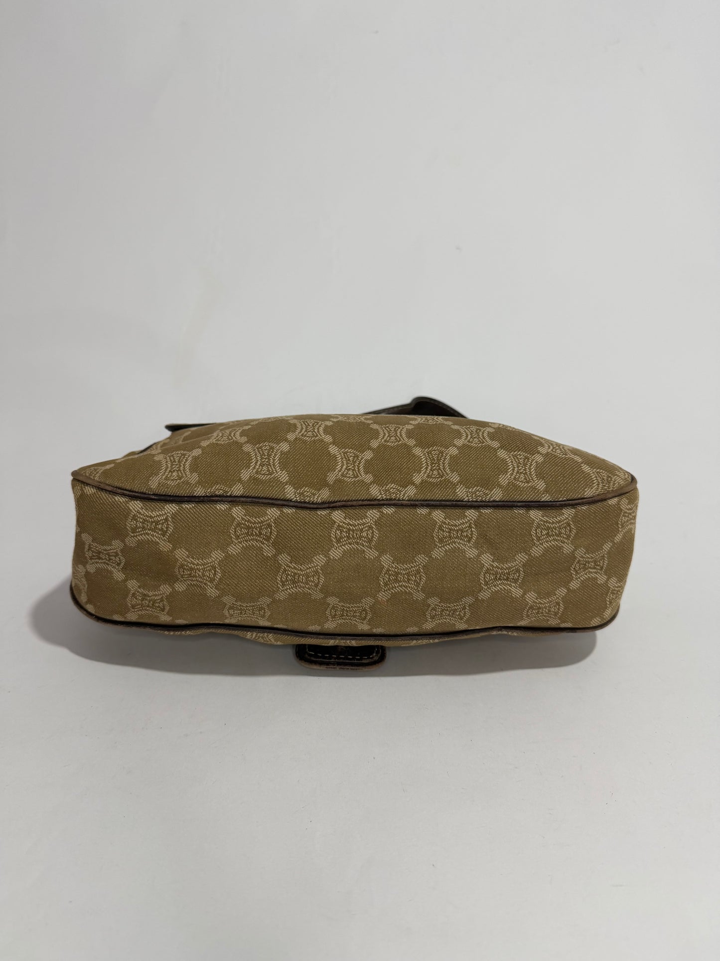 Celine Beige Macadam Canvas and Leather Shoulder Bag