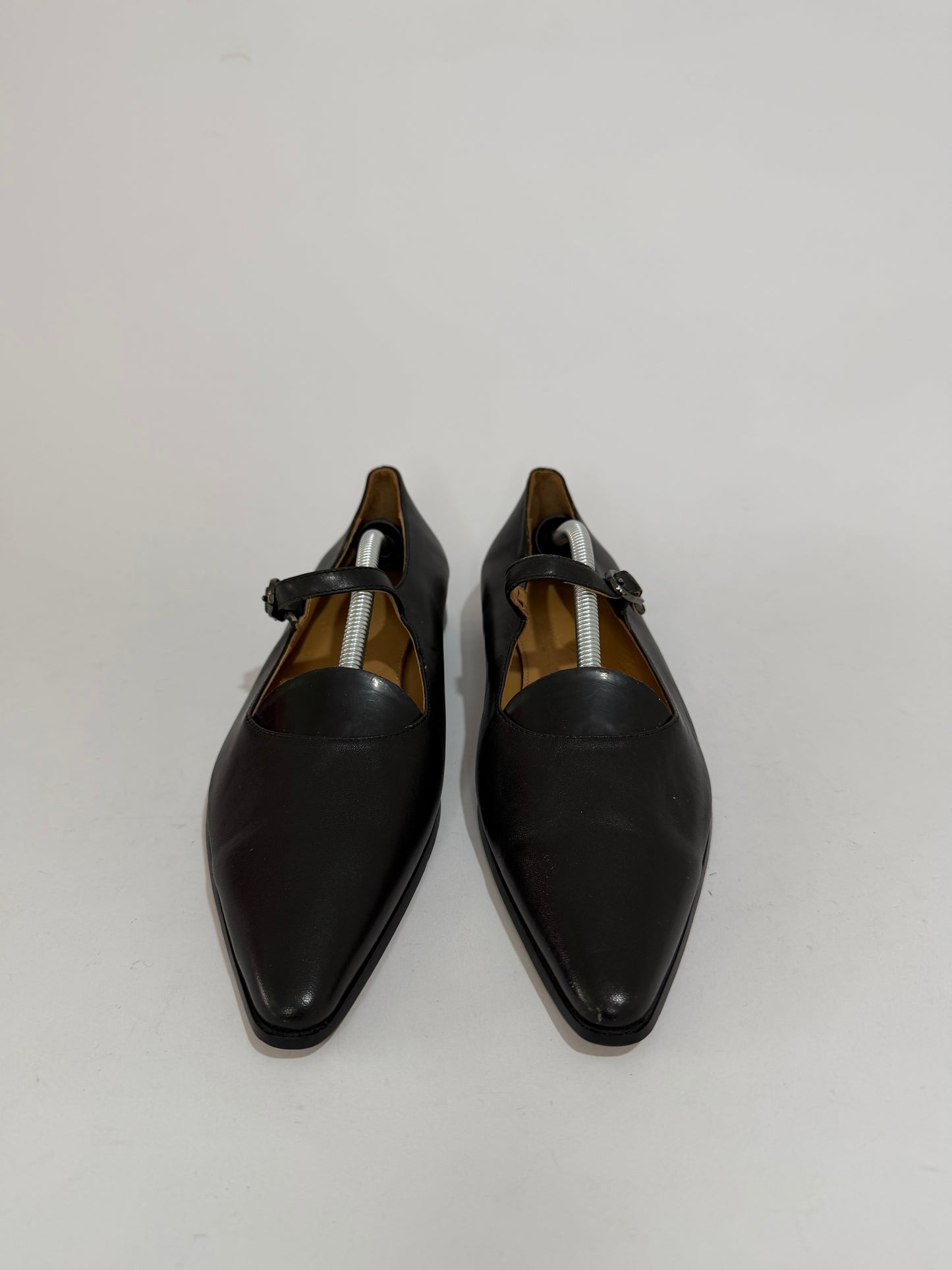 Maison Margiela Black Leather Mary Jane Ballet Flats Pointed Toe EU 36/ 6 US/ 3 UK