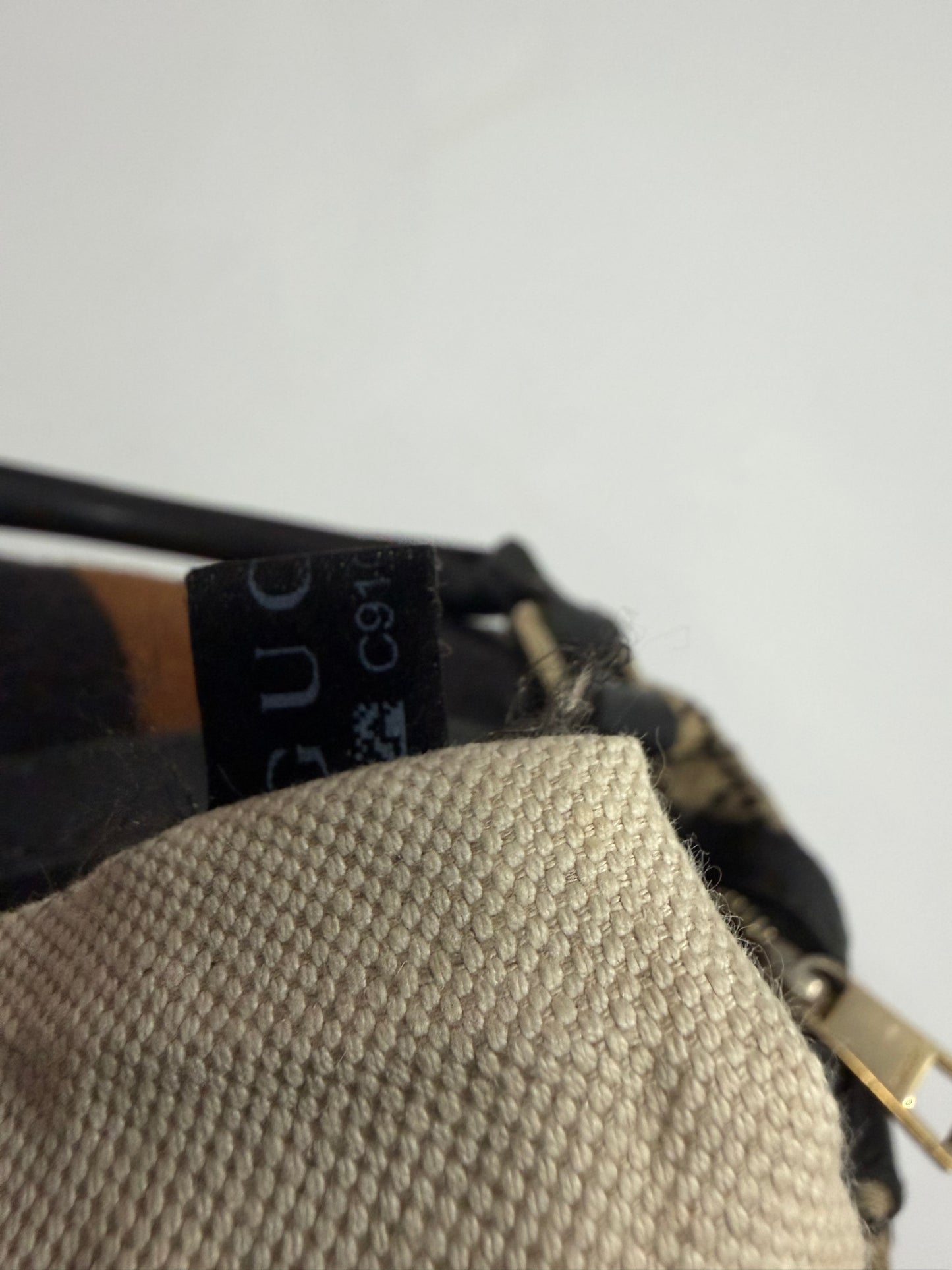 Gucci Black/Beige Diamante Canvas Medium Vintage Web Boston Bag