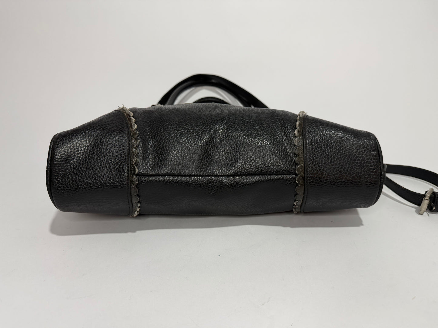 Vivienne Westwood Black Pebbled Leather Orb Logo Handbag with Shoulder Strap