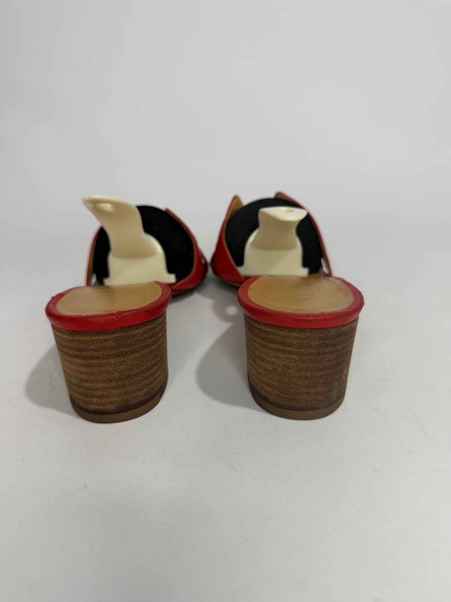 Hermes Red Leather Oasis Slide Sandals Size 38 EU/ 8 US/ 5 UK