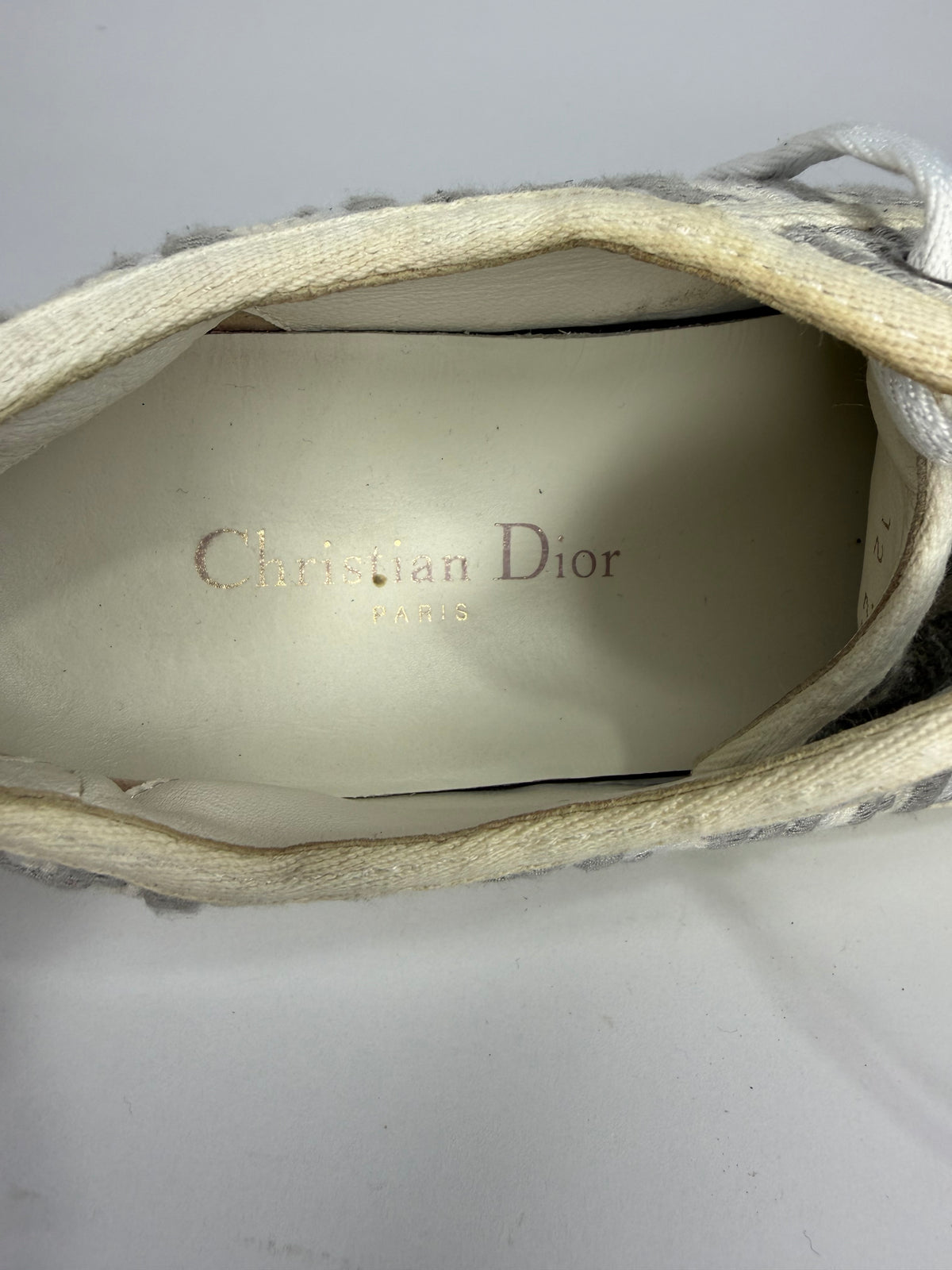 Dior Walk'n'Dior Beige/Grey Oblique Jacquard Lace Up Sneakers Size 38 EU/ 8 US/ 5 UK