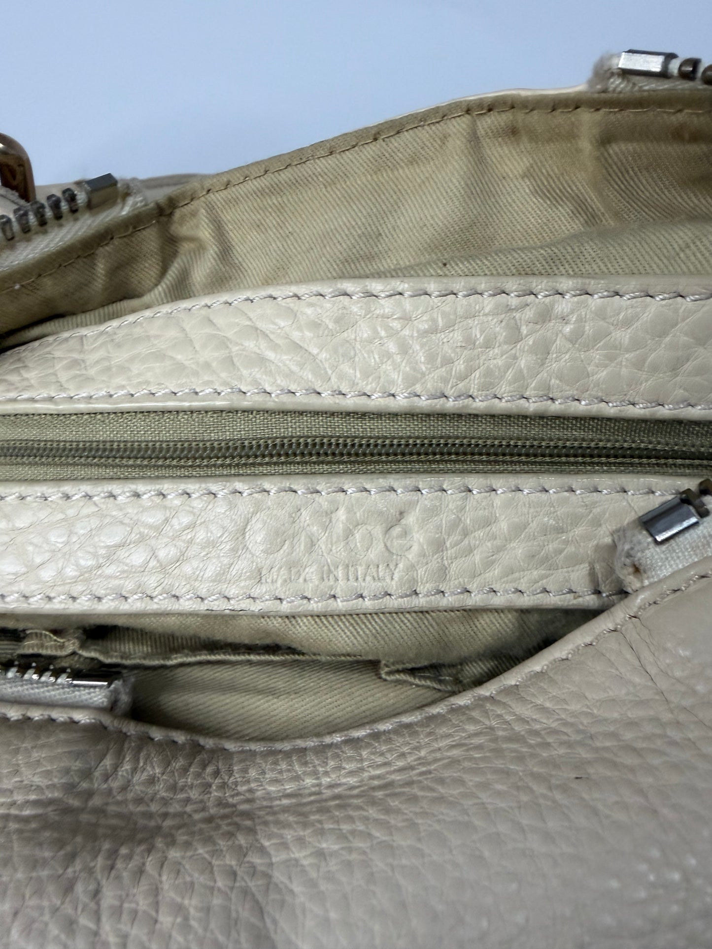 CHLOE Off White Leather Medium Paddington Satchel Bag