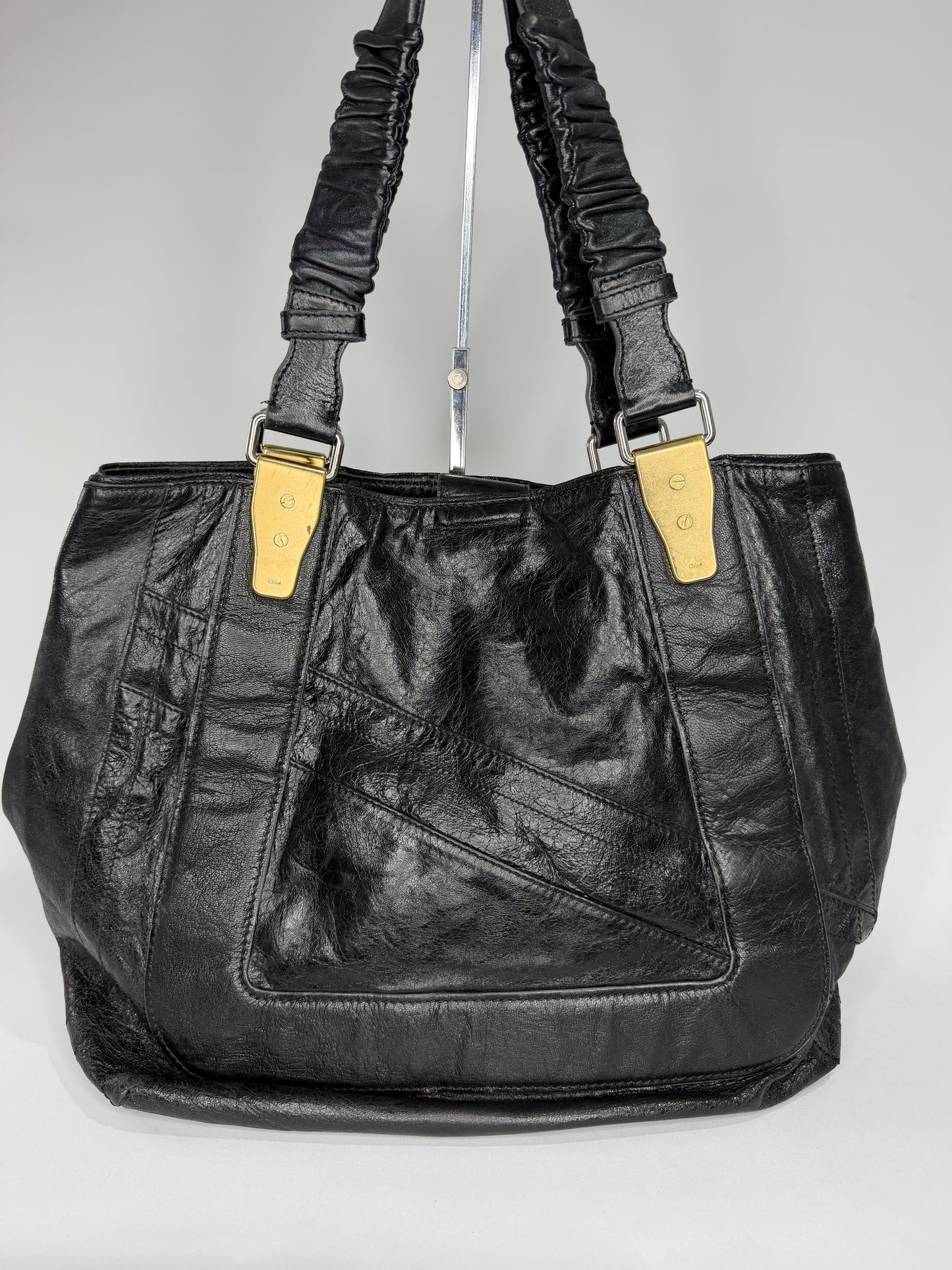 Chloe Black Pebbled Leather Shopper Tote