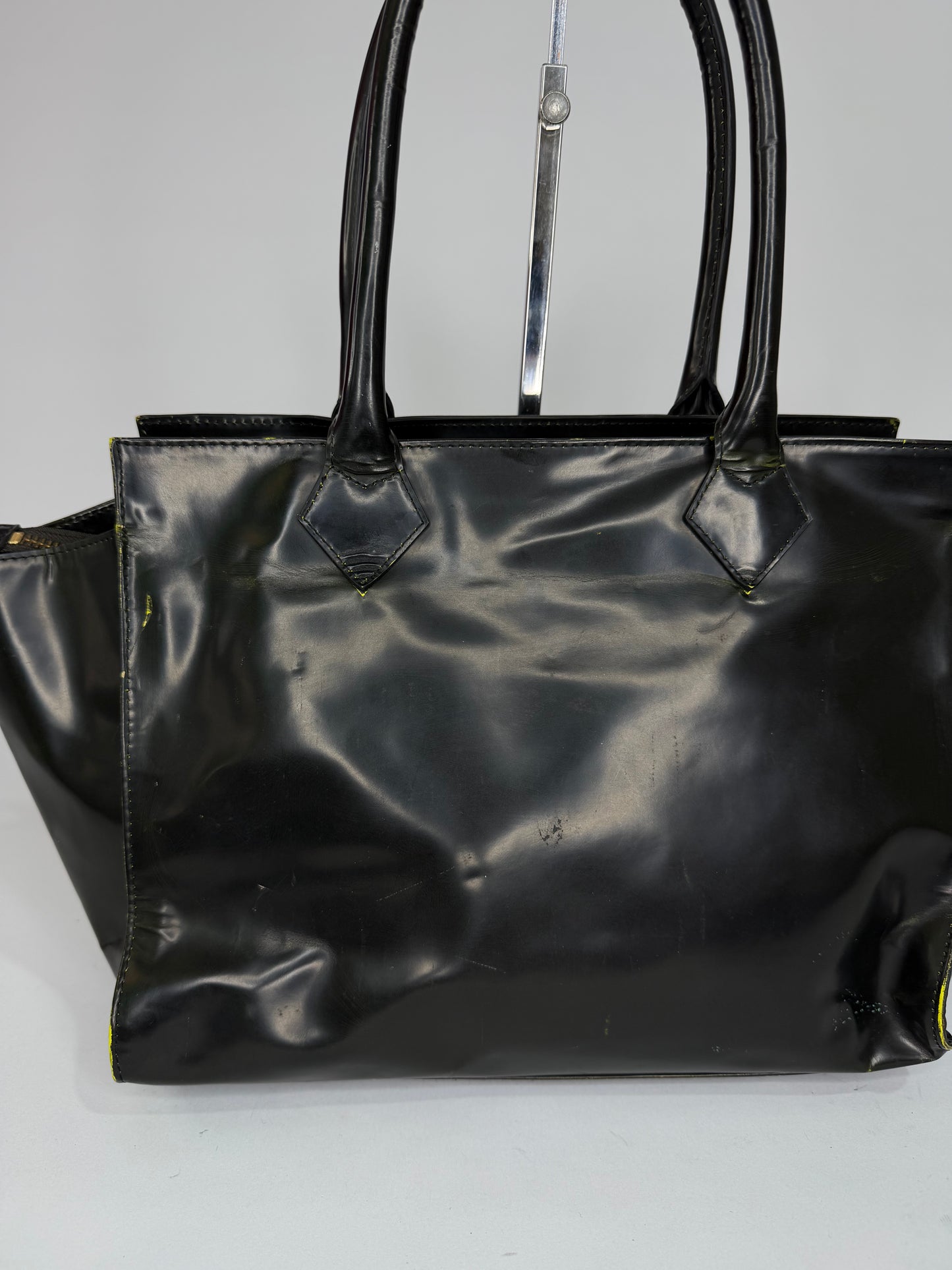 Vivienne Westwood Black Leather Floral Orb Tote Bag – Yellow Baroque Print