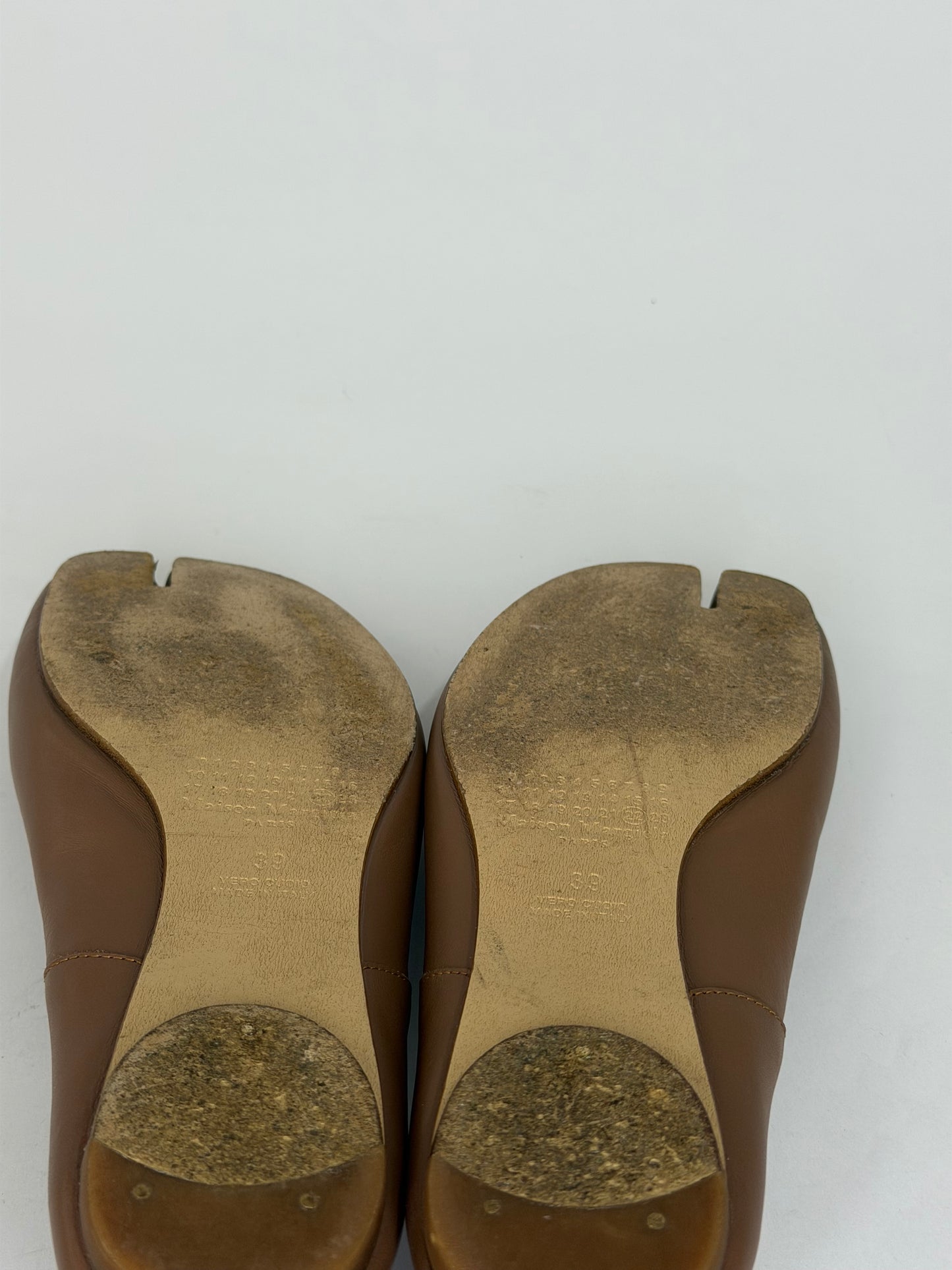 Maison Margiela Tabi Ballet Flats Brown Leather Split-Toe EU 39/ 9 US/ 6 UK