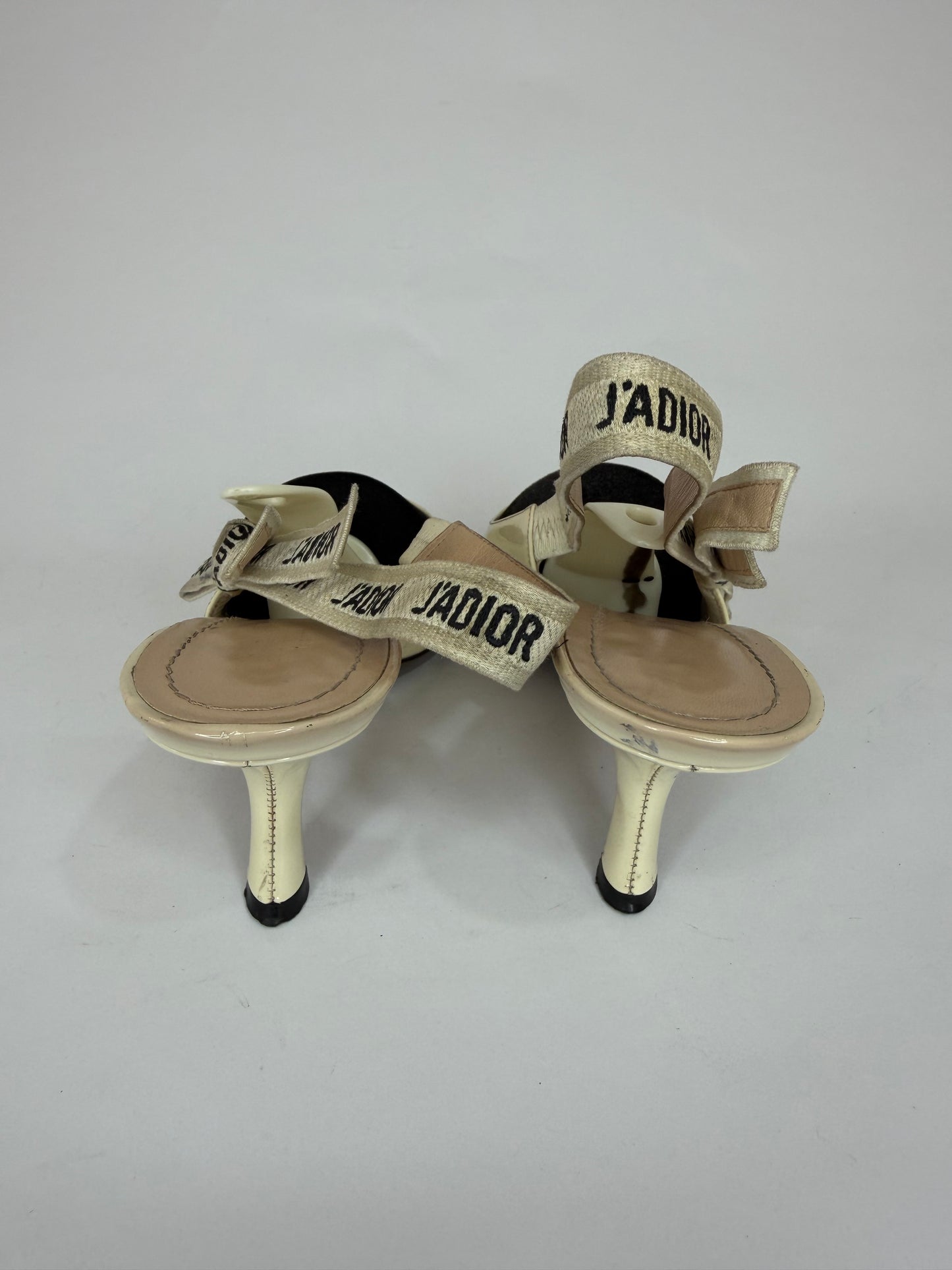Dior Cream Patent Leather J'Adior Slingback Pumps Size 39