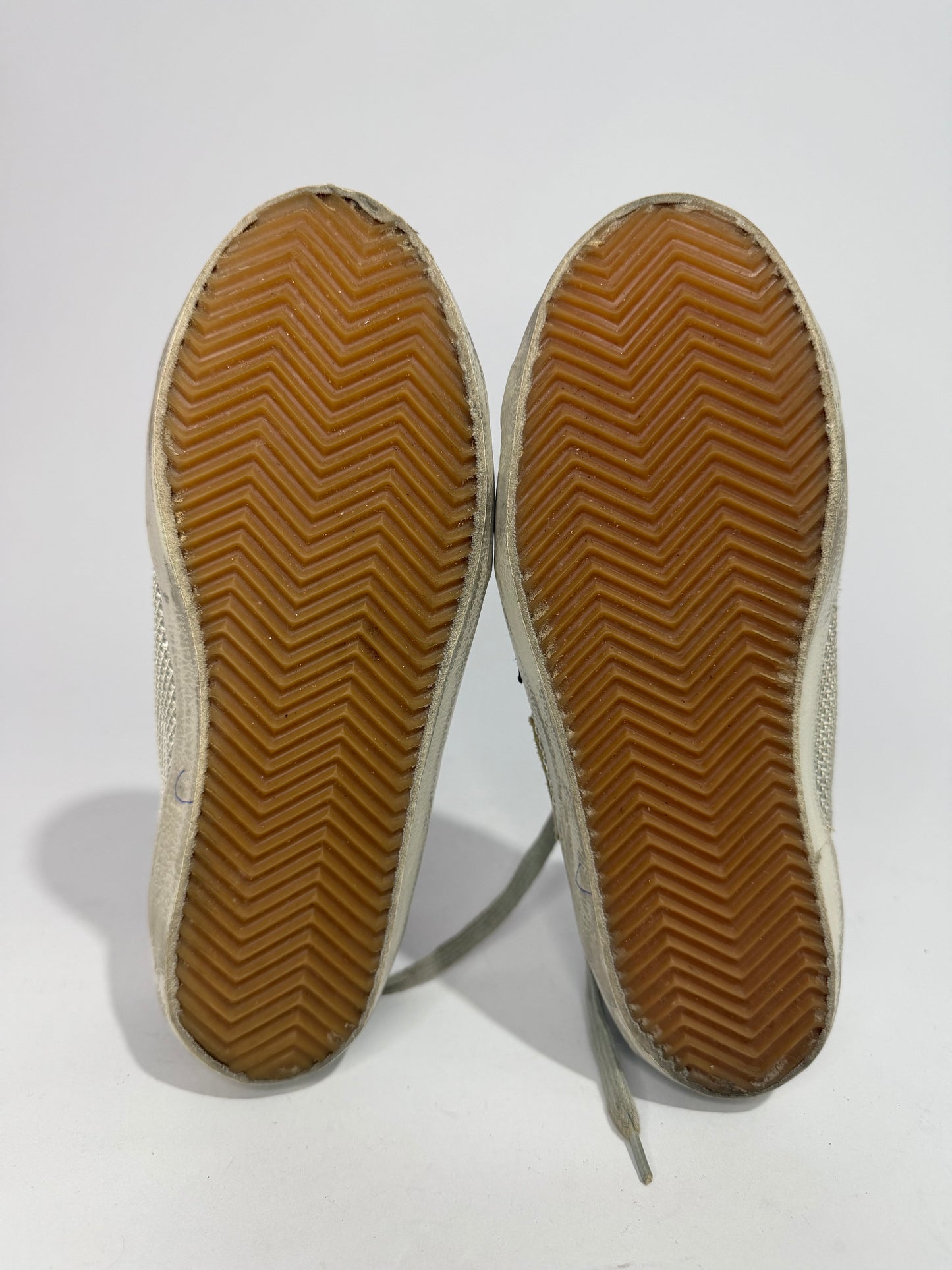 Golden Goose White Leather And Grey Knit Fabric Superstar Sneakers Size 36 EU/ 6 US/ 3 UK