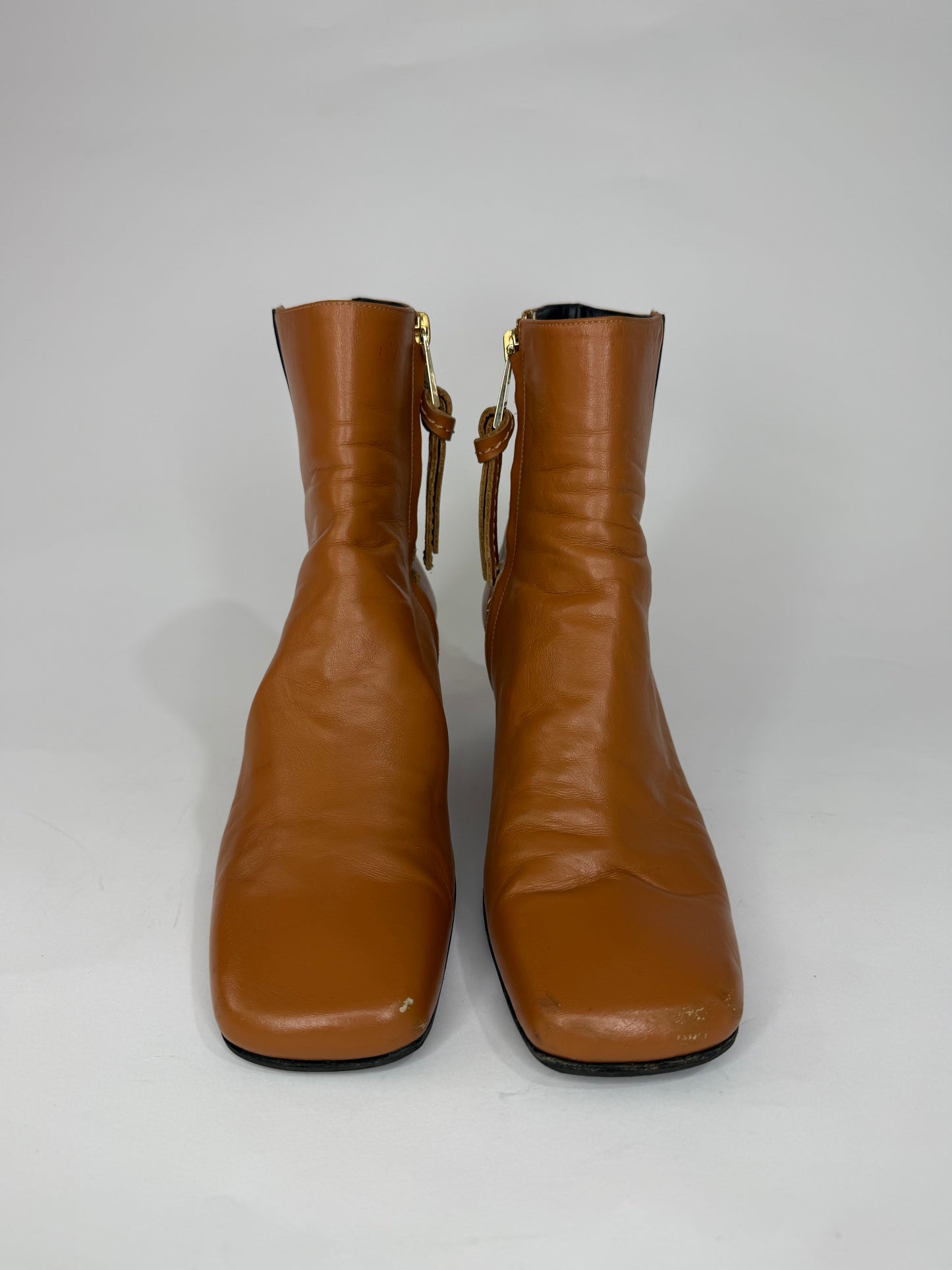 J.W. Anderson Tan Leather Ball-Heel Ankle Boots Size 37 EU/ 7 US / 4 UK