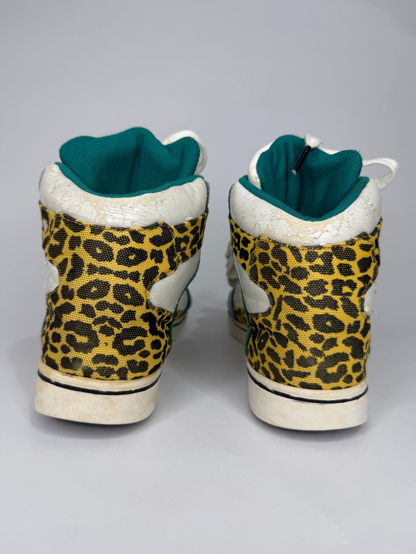 Adidas Originals Jeremy Scott JS Bones Leopard Print High-Top Sneakers White/Teal – Men’s US 8.5 / EU 42
