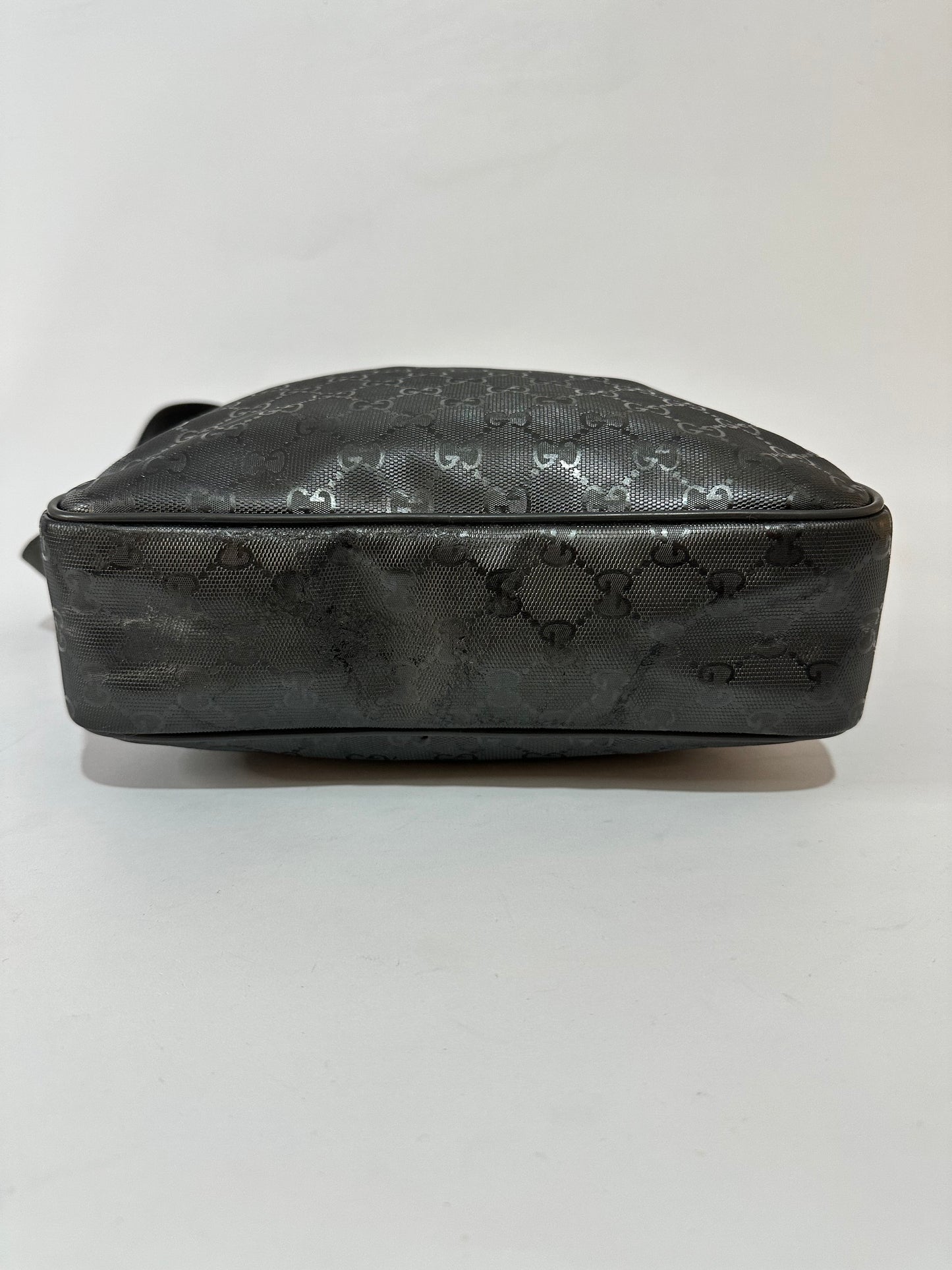 Gucci Silver Metallic GG Imprime Coated Canvas Messenger Bag