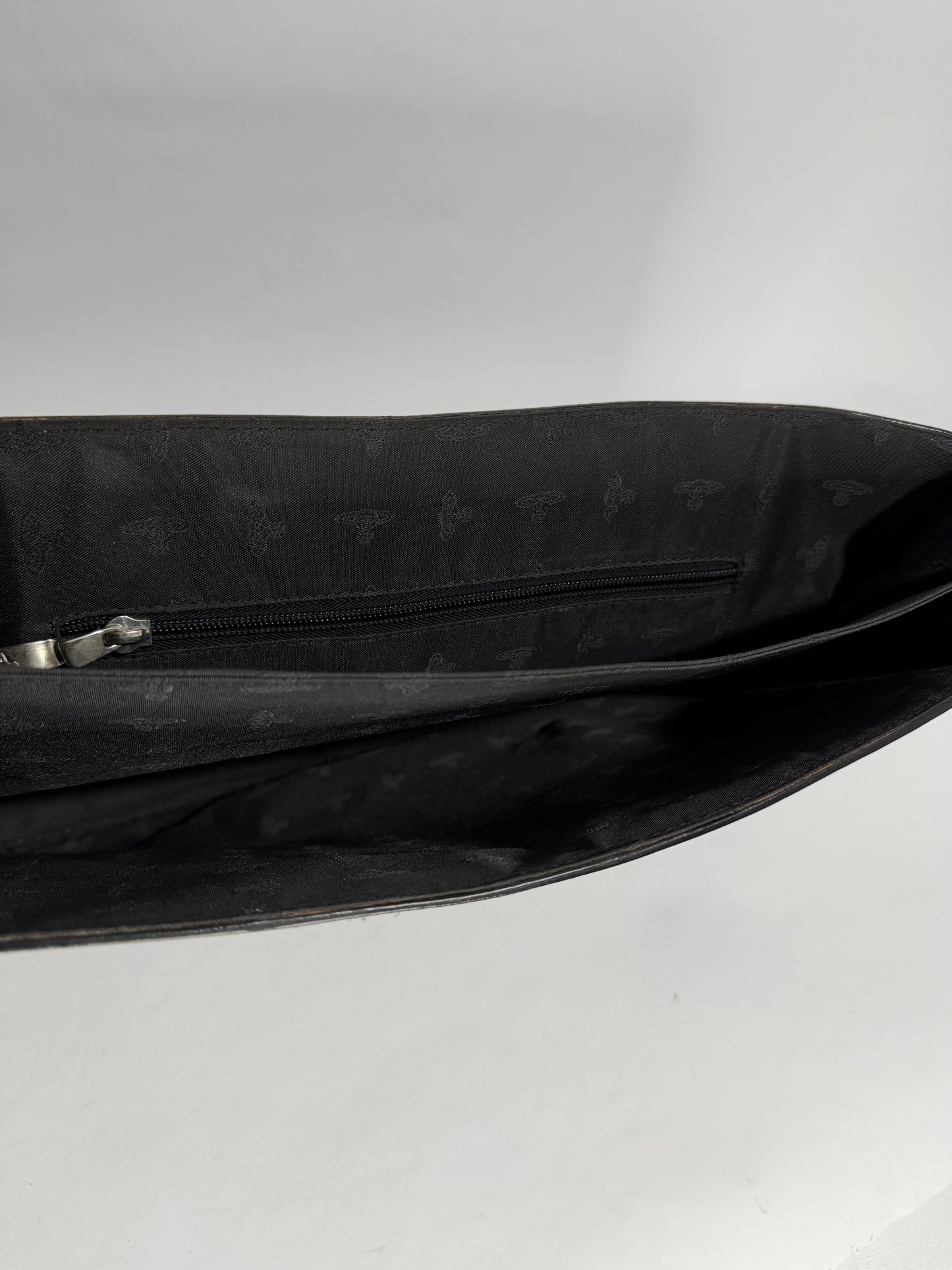 Vivienne Westwood Black Leather Briefcase Satchel Vintage Logo Business Bag